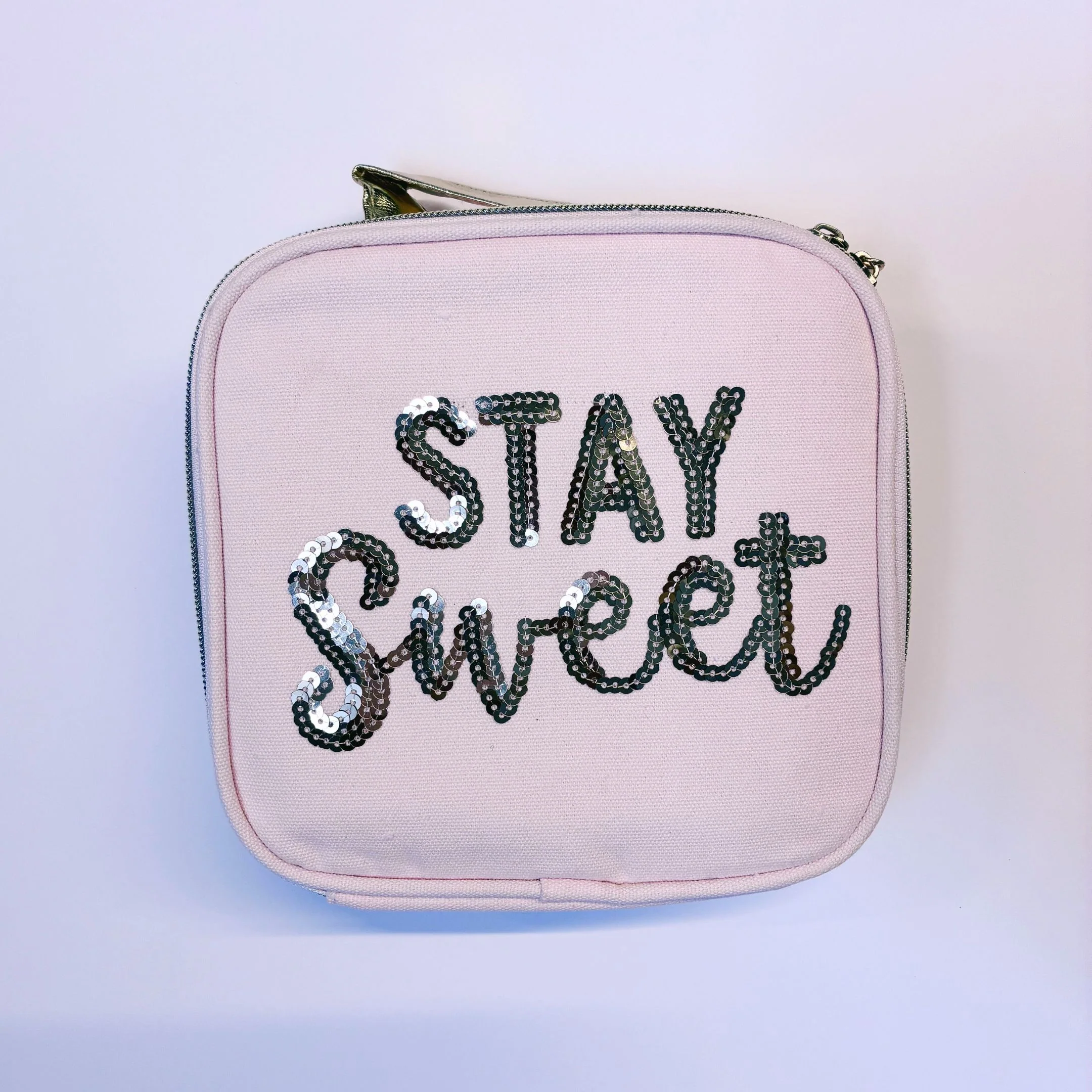 Stay Sweet Pink Combo Lunch Set | Sequin Embellished Lunch Bag and 6.25" Square Food Container - Image 5