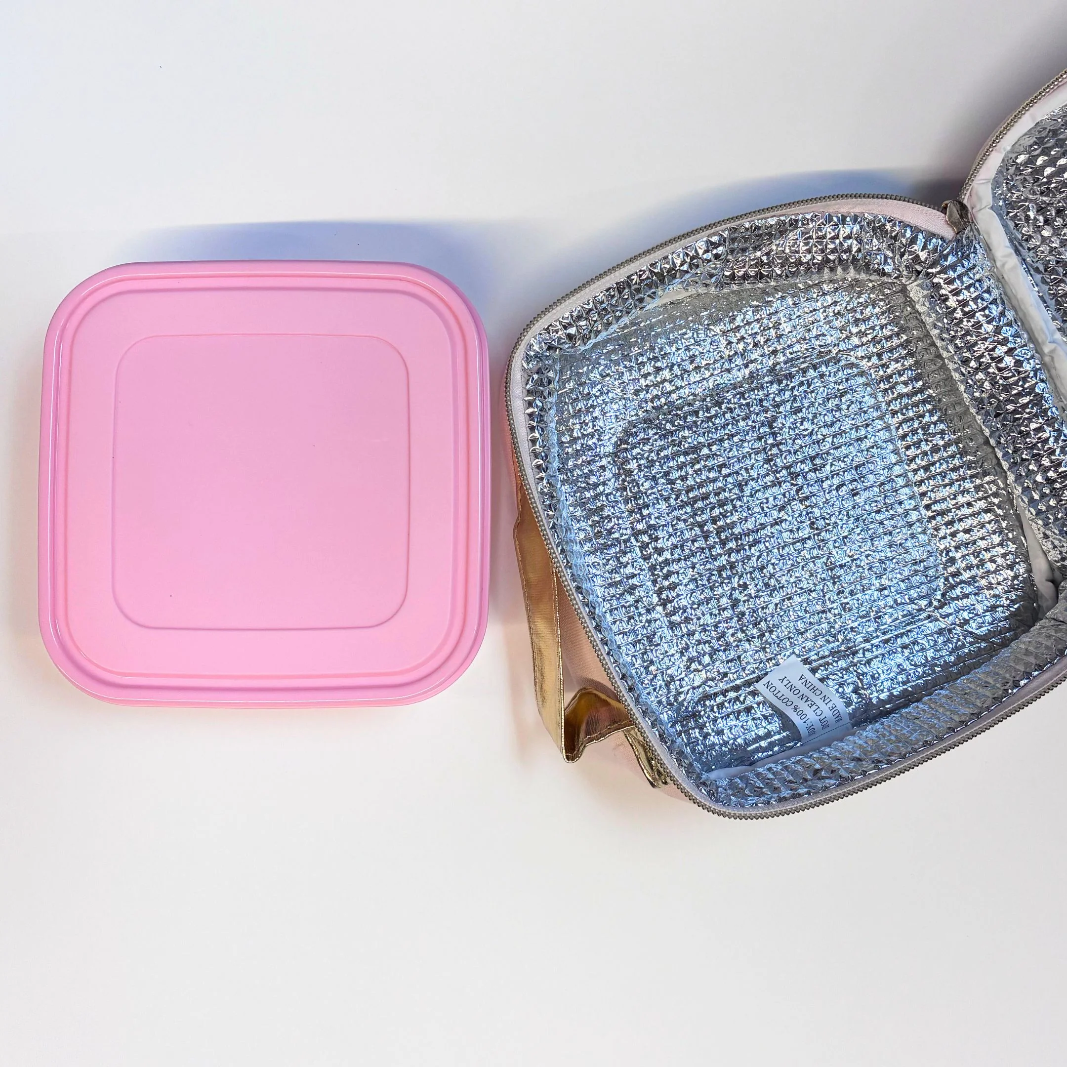 Stay Sweet Pink Combo Lunch Set | Sequin Embellished Lunch Bag and 6.25" Square Food Container - Image 7