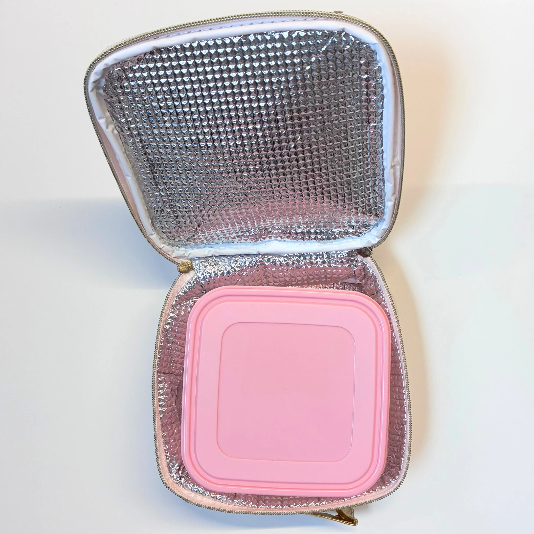 Stay Sweet Pink Combo Lunch Set | Sequin Embellished Lunch Bag and 6.25" Square Food Container - Image 8