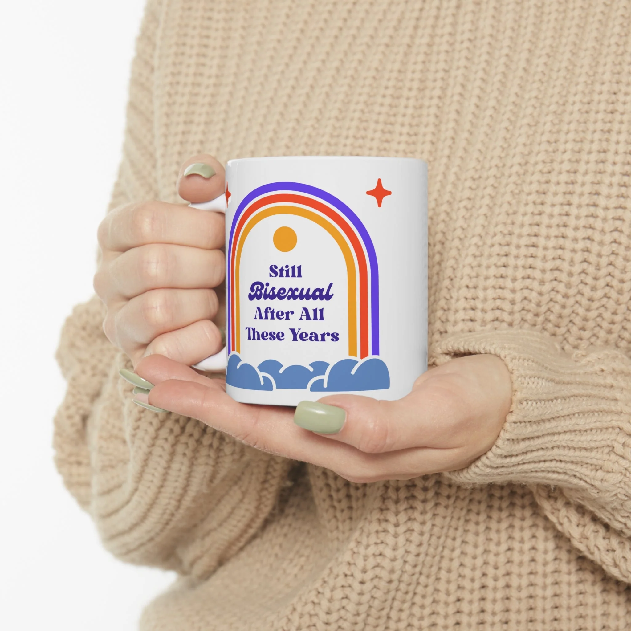 Still Bisexual After All These Years LGBTQ Pride Retro Rainbow Ceramic Mug 11oz - Image 10