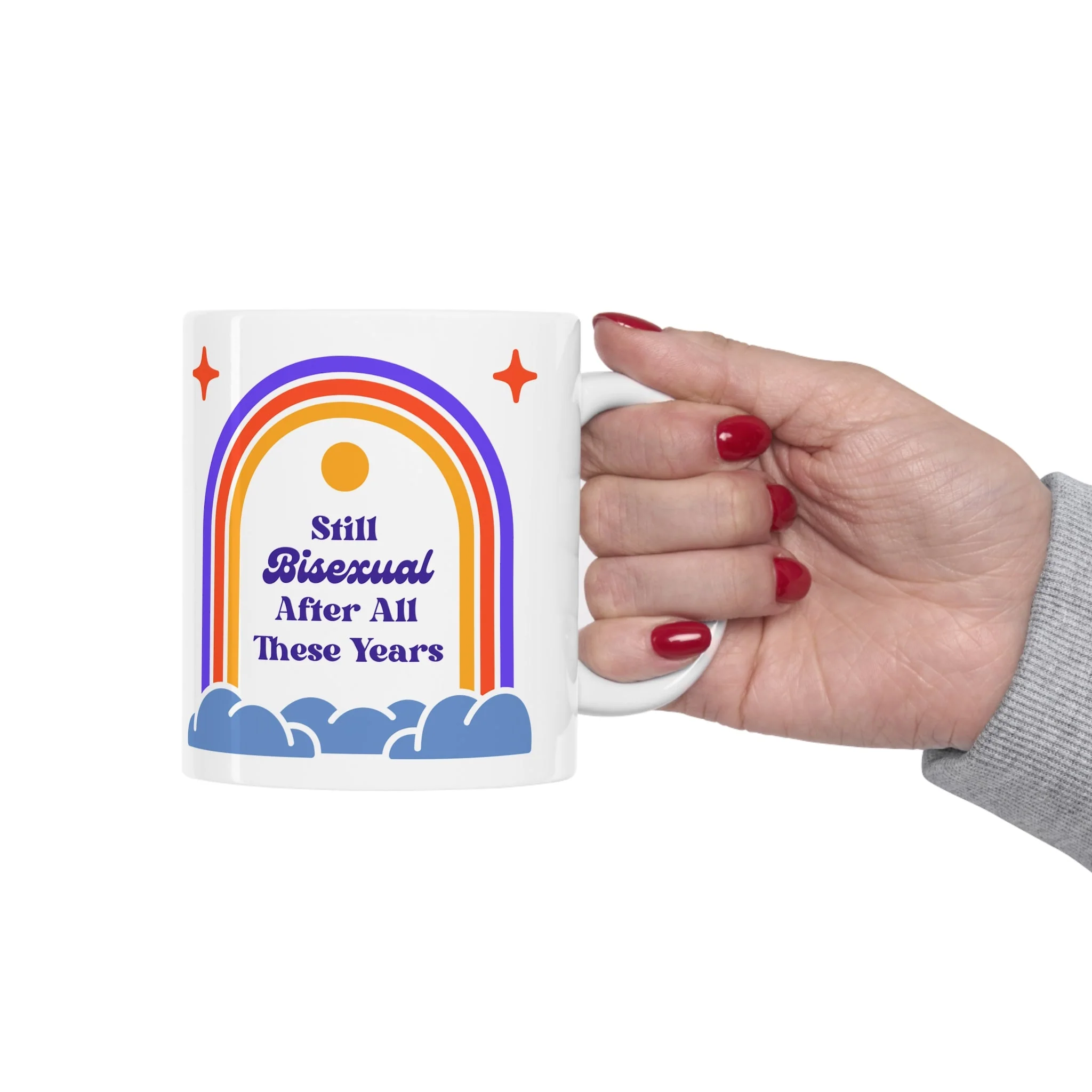 Still Bisexual After All These Years LGBTQ Pride Retro Rainbow Ceramic Mug 11oz - Image 11