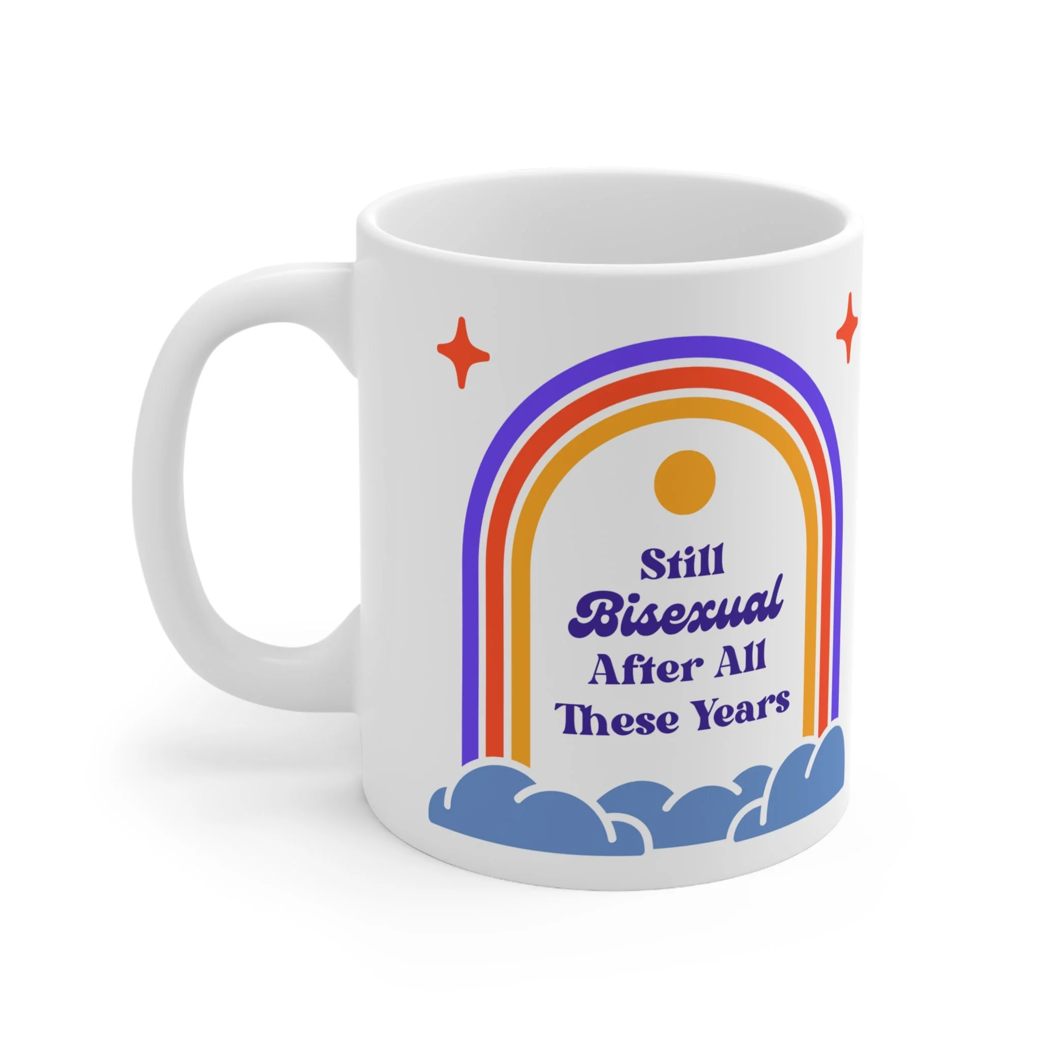 Still Bisexual After All These Years LGBTQ Pride Retro Rainbow Ceramic Mug 11oz - Image 3