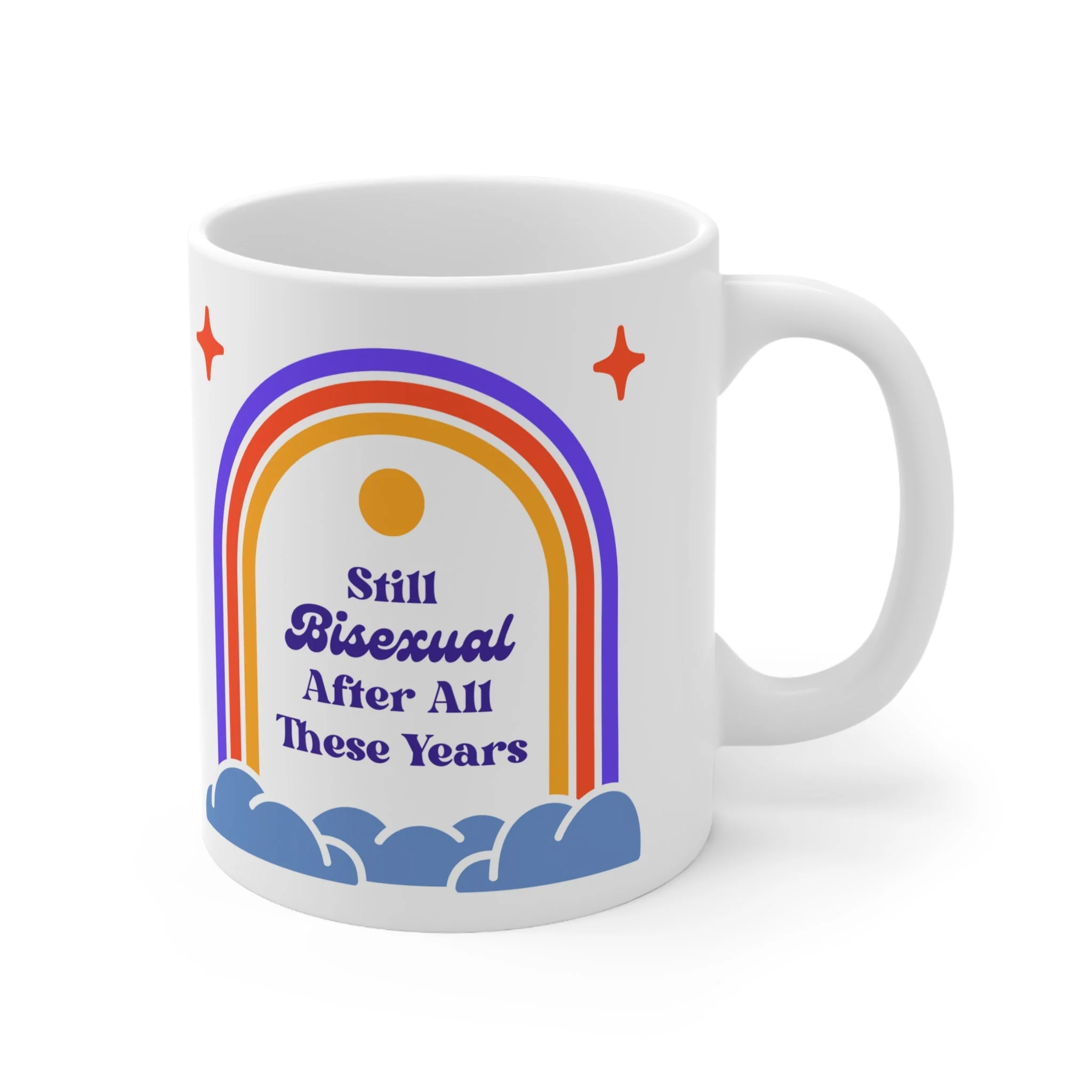 Still Bisexual After All These Years LGBTQ Pride Retro Rainbow Ceramic Mug 11oz - Image 4