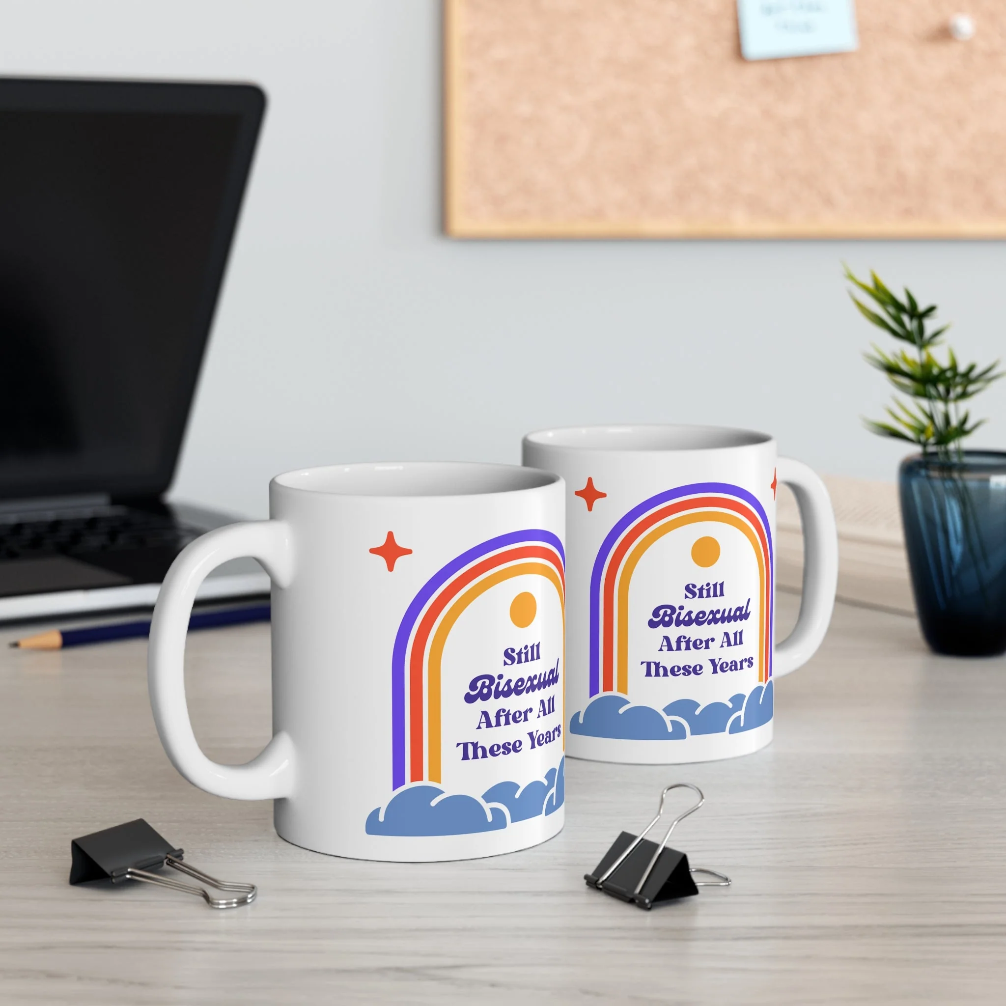 Still Bisexual After All These Years LGBTQ Pride Retro Rainbow Ceramic Mug 11oz - Image 6