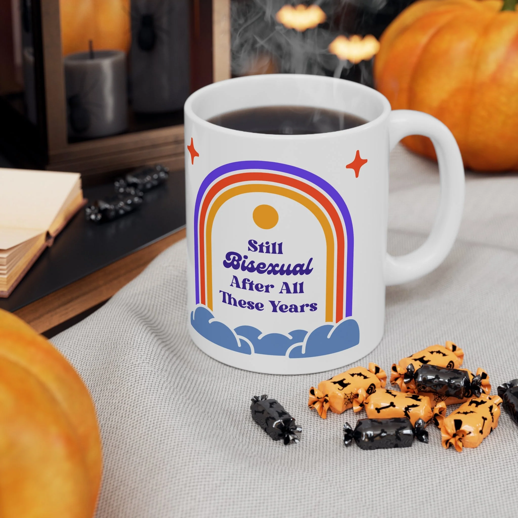 Still Bisexual After All These Years LGBTQ Pride Retro Rainbow Ceramic Mug 11oz - Image 7