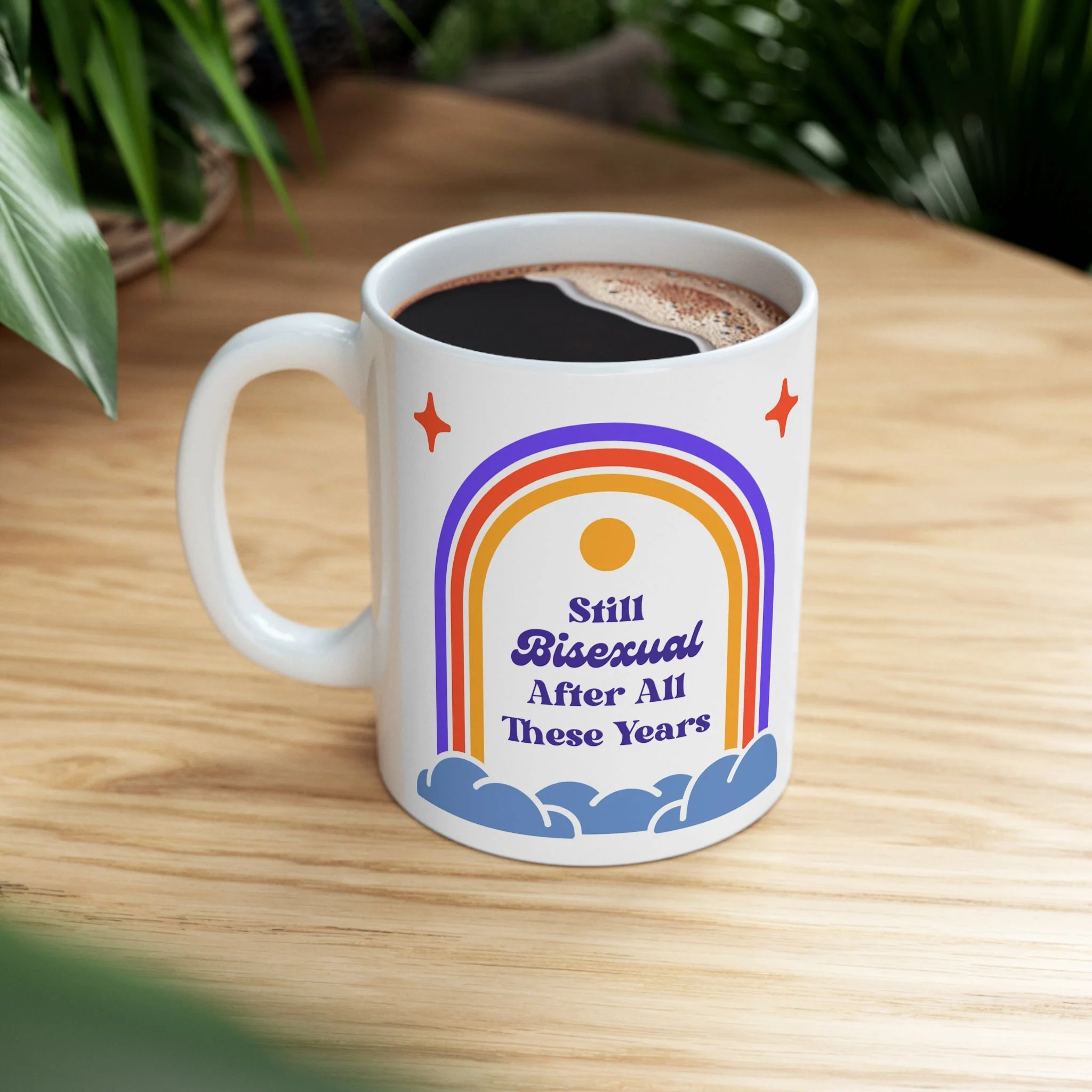 Still Bisexual After All These Years LGBTQ Pride Retro Rainbow Ceramic Mug 11oz - Image 8