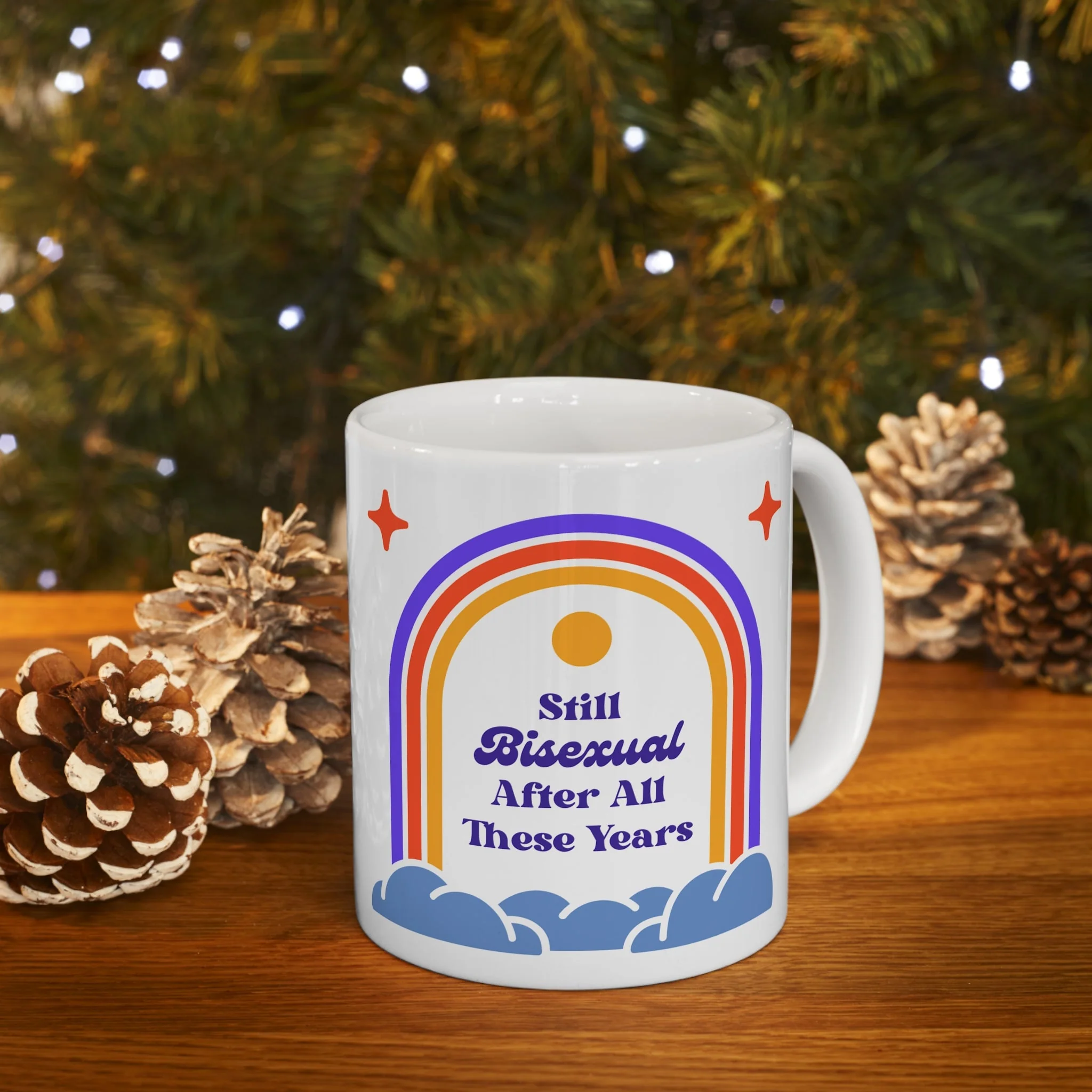 Still Bisexual After All These Years LGBTQ Pride Retro Rainbow Ceramic Mug 11oz - Image 9