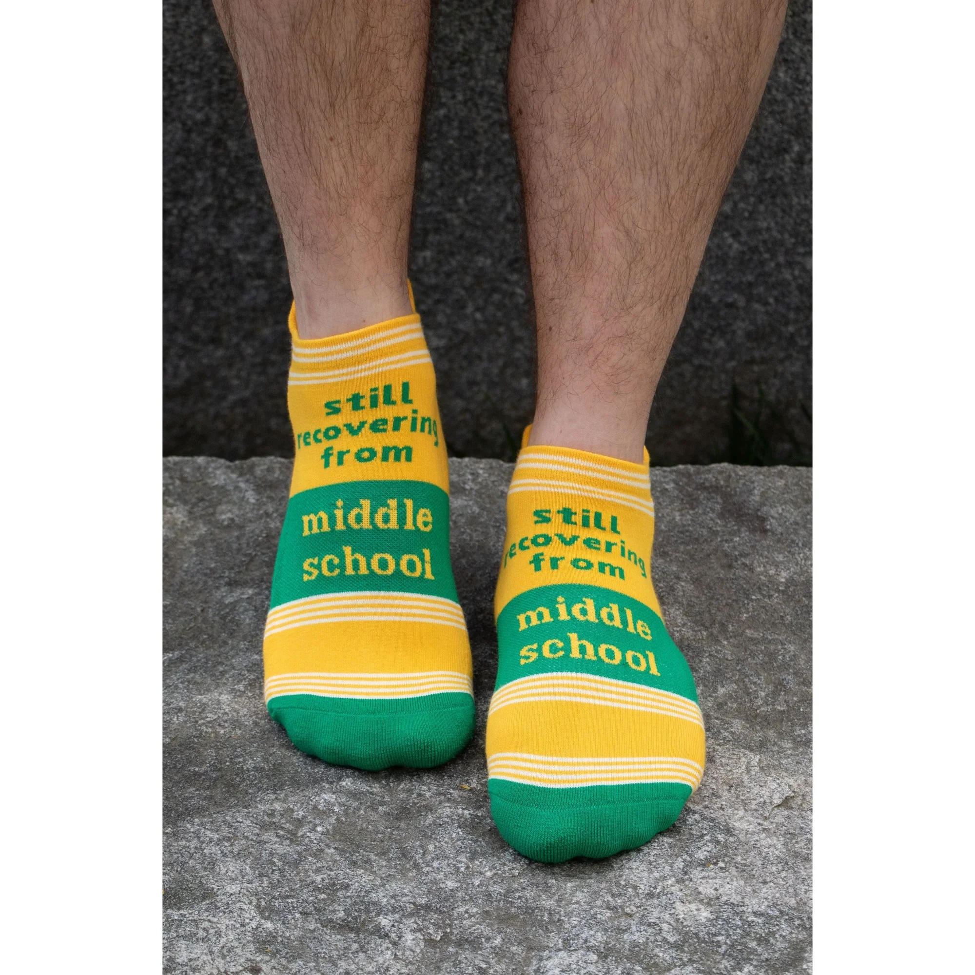 Still Recovering From Middle School Women's or Unisex Sneaker Socks [2 Size Options] | BlueQ at GetBullish - Image 2