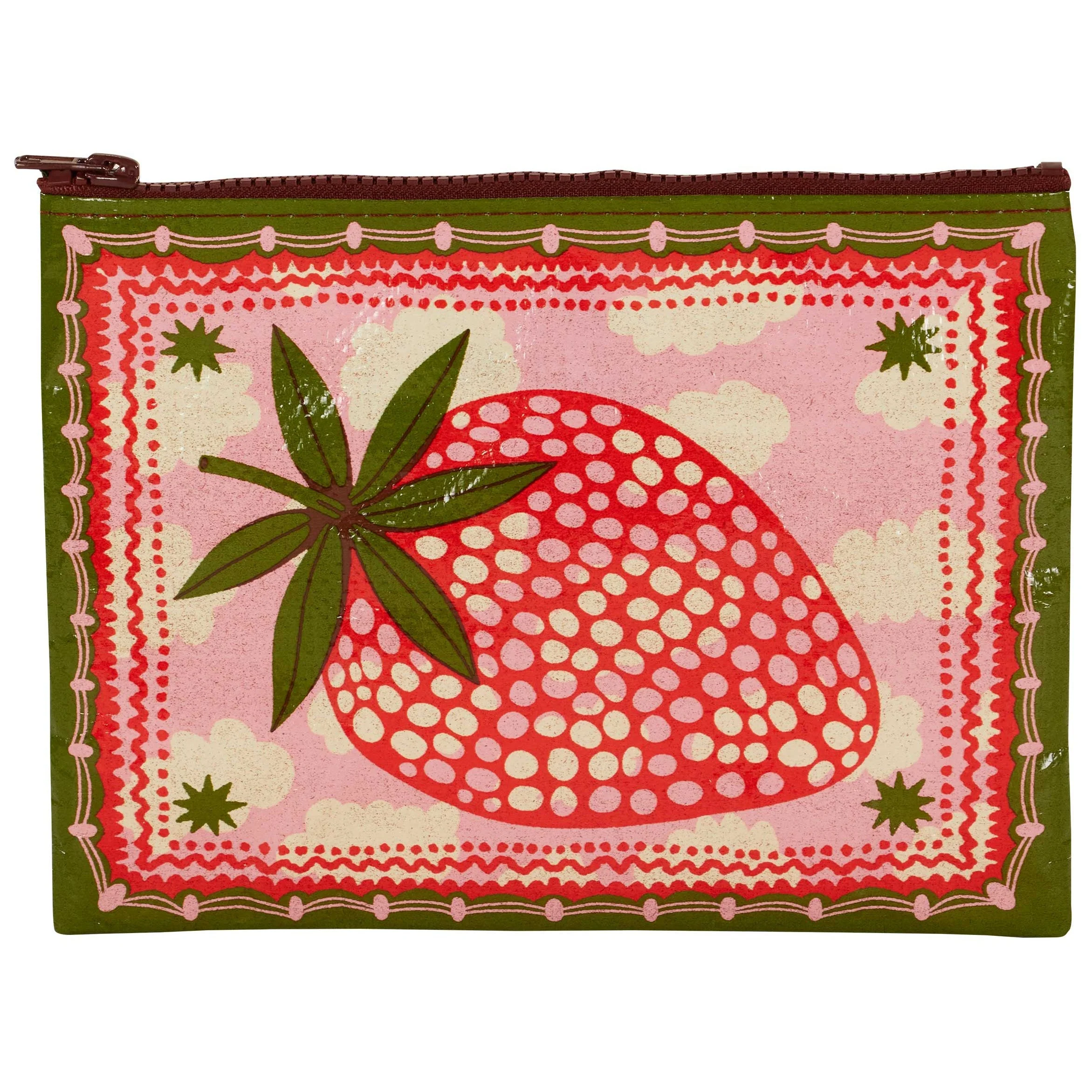 Strawberry Clouds Zipper Pouch | Storage Case Organizer | 9.5" x 7.25" | BlueQ at GetBullish