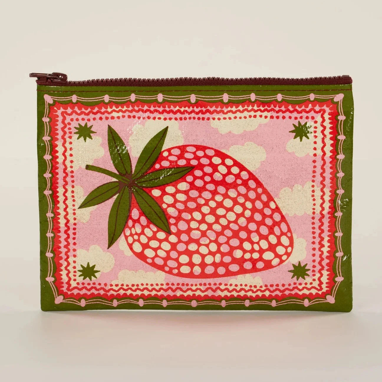 Strawberry Clouds Zipper Pouch | Storage Case Organizer | 9.5" x 7.25" | BlueQ at GetBullish - Image 4