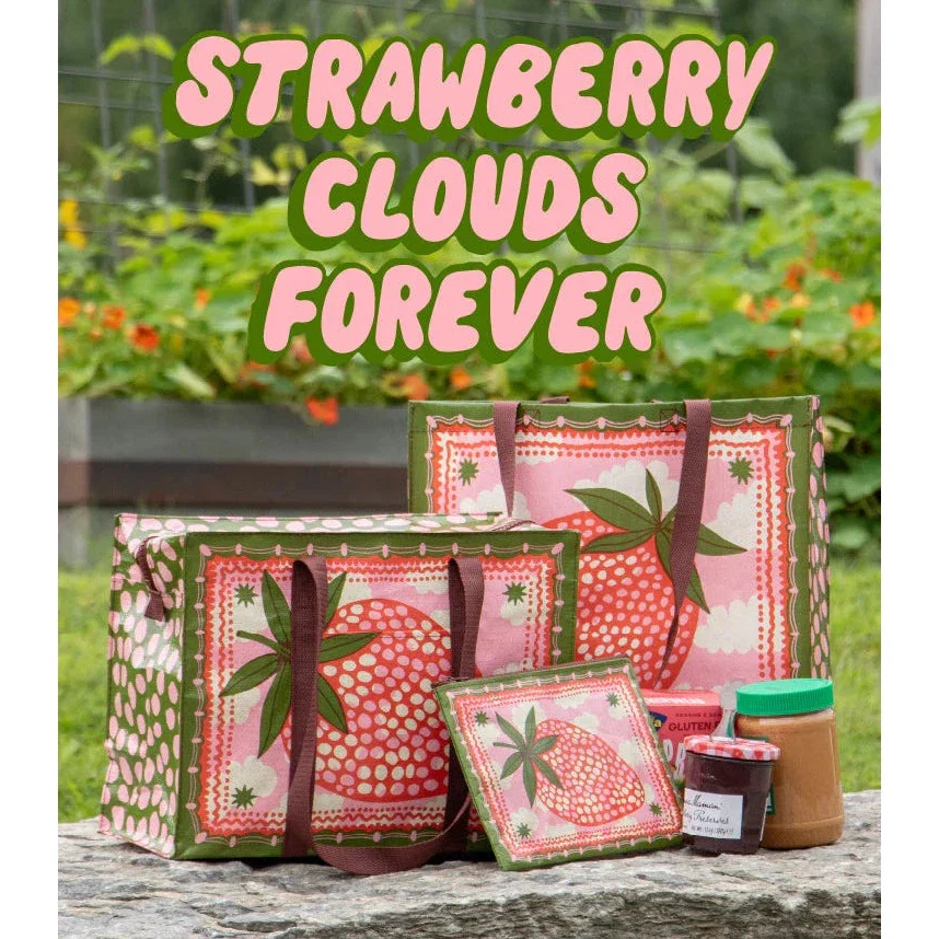 Strawberry Clouds Zipper Pouch | Storage Case Organizer | 9.5" x 7.25" | BlueQ at GetBullish - Image 6