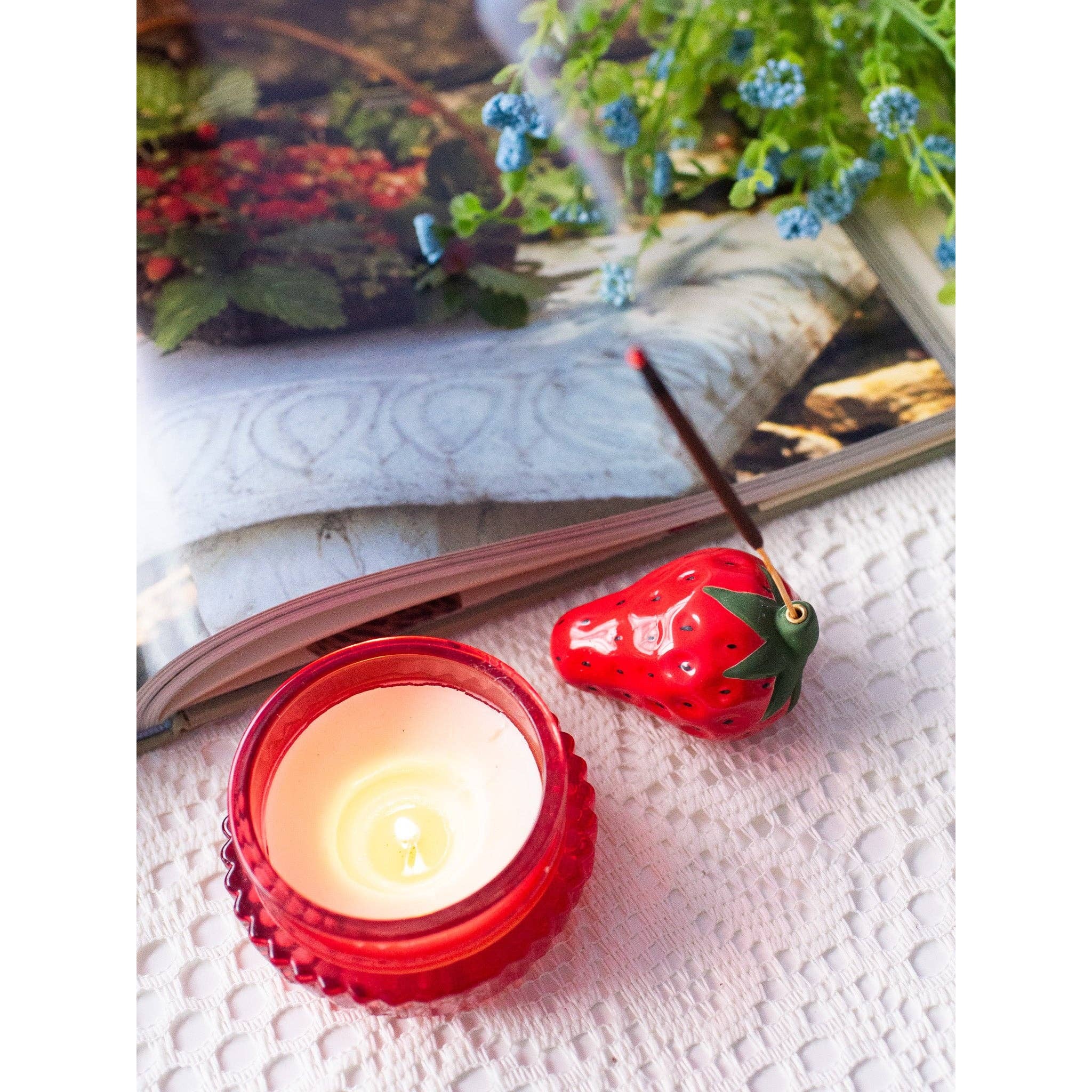 Strawberry Incense Holder | Ceramic Decorative Incense Stick Burner - Image 7
