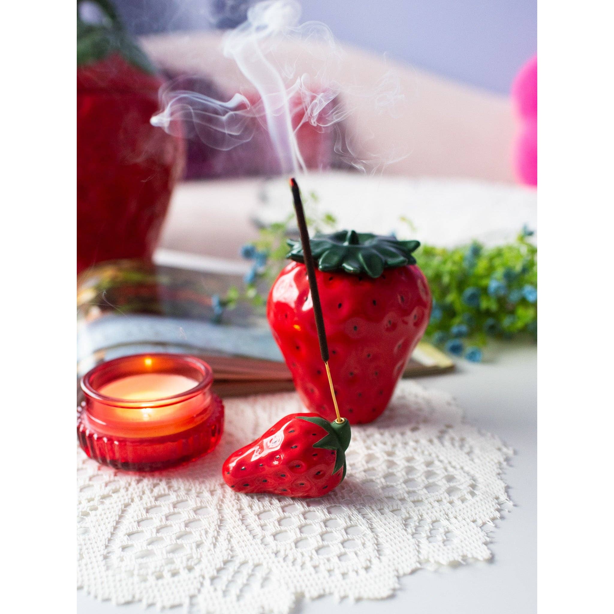 Strawberry Incense Holder | Ceramic Decorative Incense Stick Burner - Image 9