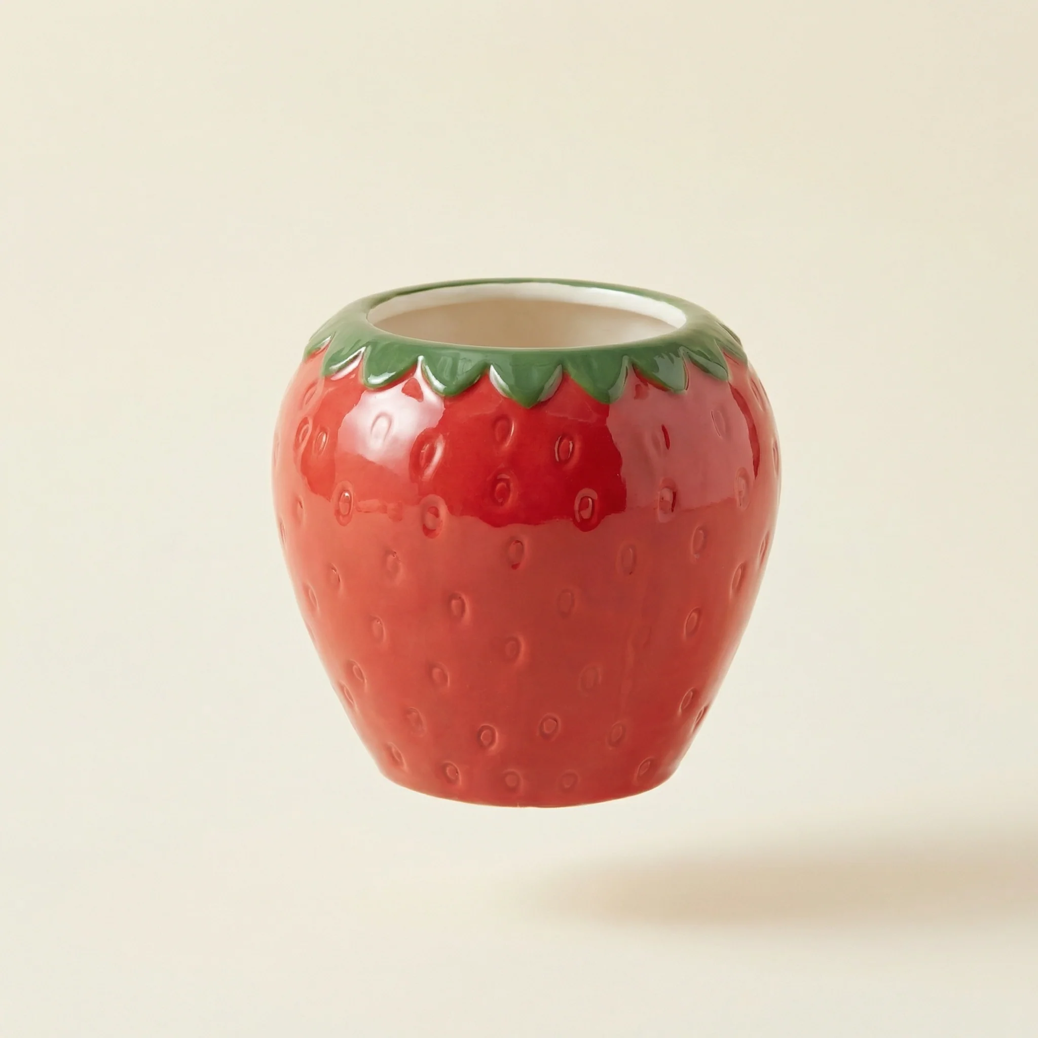 Strawberry Shaped Ceramic Mini Planter Pot 4.75" - Image 6