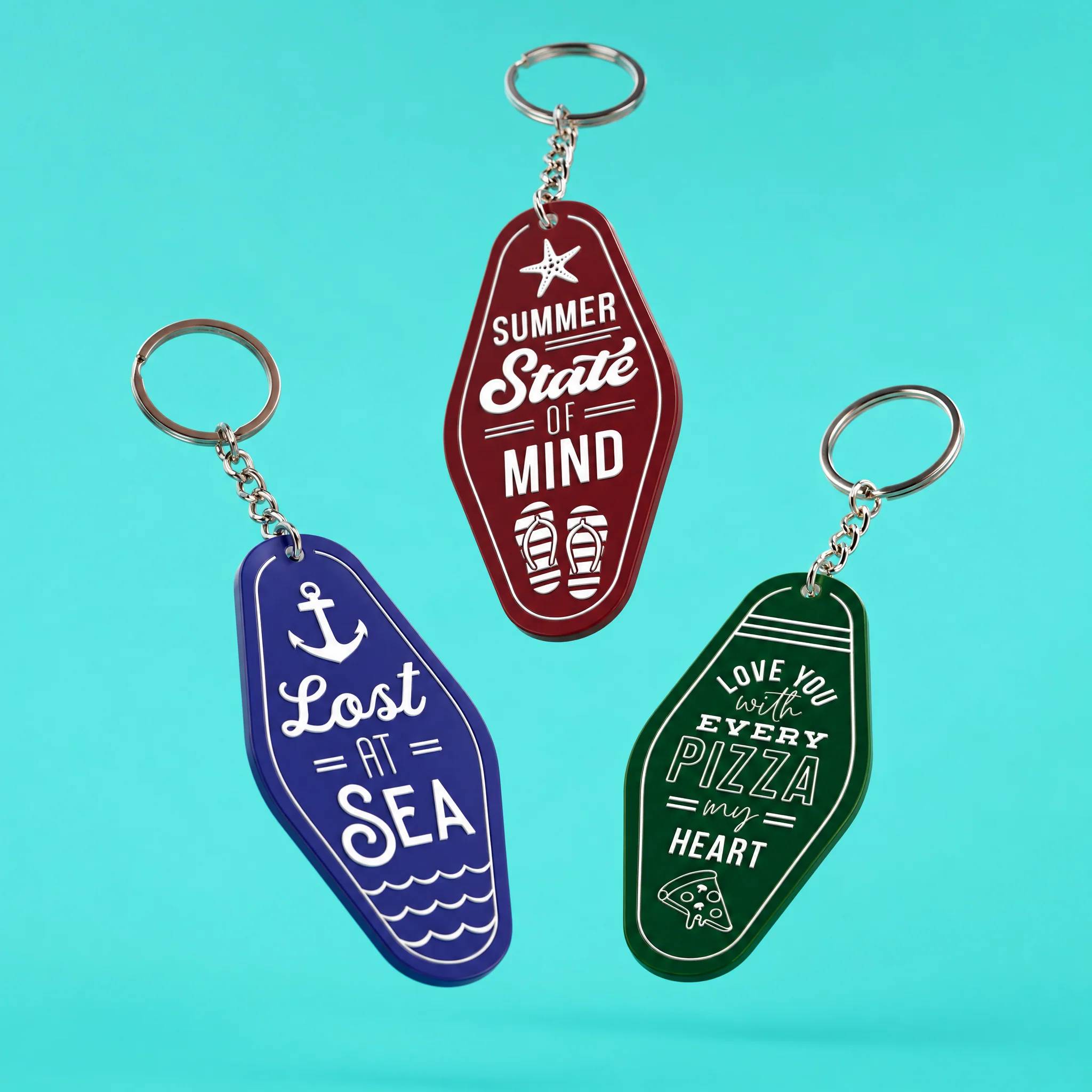 Summer Themed Motel Style Keychains | Funny & Cute Keychains