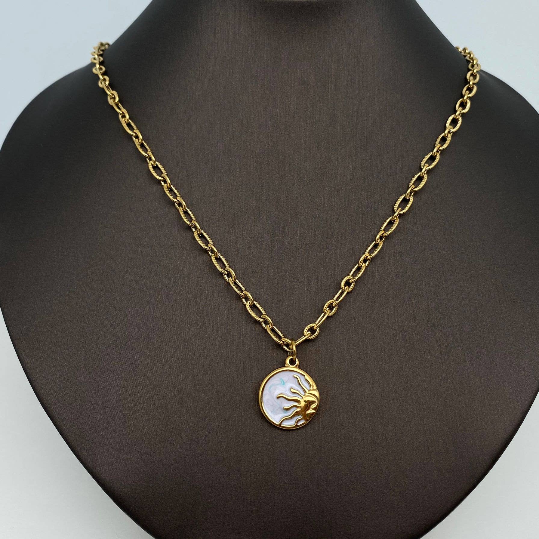 Sun Moon Round Stainless Steel Pendant Necklace | Fashion Jewelry - Image 3