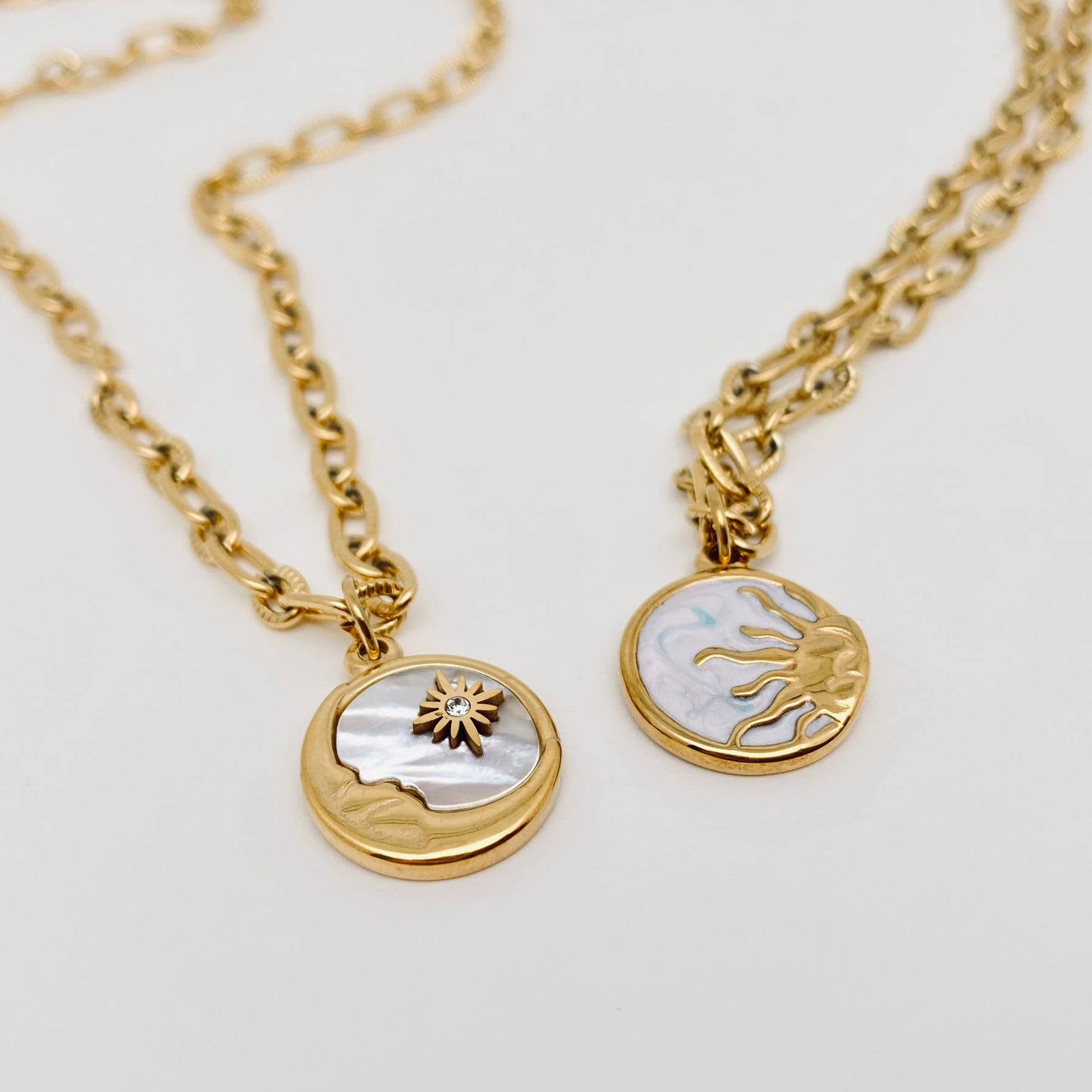 Sun Moon Round Stainless Steel Pendant Necklace | Fashion Jewelry - Image 4