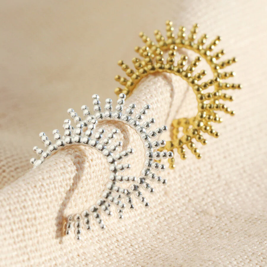 Sunbeam Hoop Earrings in Gold | Designed in the UK | 18K Gold Plated Sterling Silver - Image 4