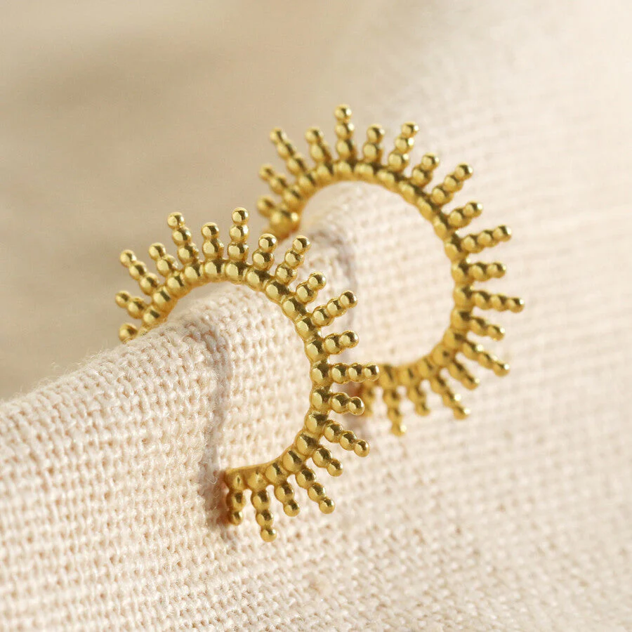 Sunbeam Hoop Earrings in Gold | Designed in the UK | 18K Gold Plated Sterling Silver - Image 5