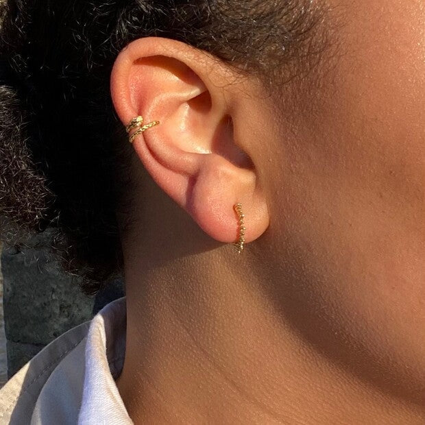 Sunbeam Hoop Earrings in Gold | Designed in the UK | 18K Gold Plated Sterling Silver - Image 6