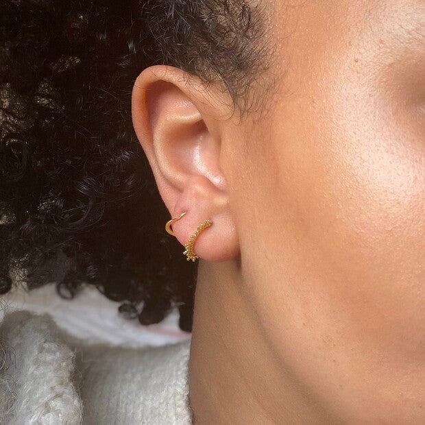 Sunbeam Hoop Earrings in Gold | Designed in the UK | 18K Gold Plated Sterling Silver - Image 7