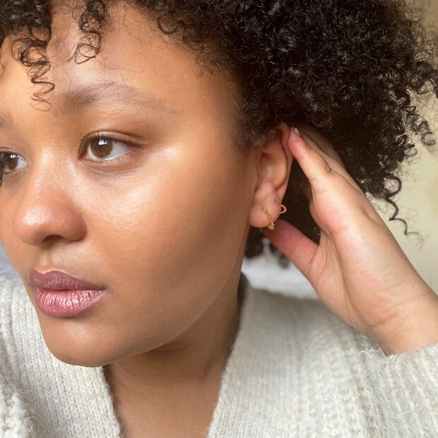 Sunbeam Hoop Earrings in Gold | Designed in the UK | 18K Gold Plated Sterling Silver - Image 8