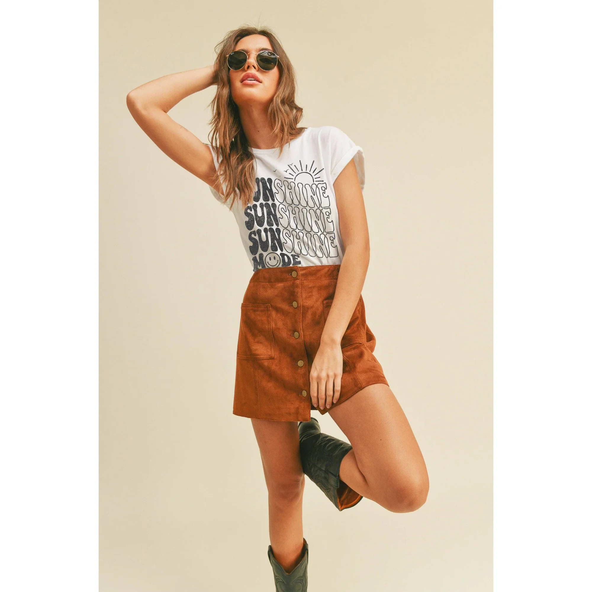 Sunshine Mode Graphic Tee in White [S-L] - Image 2