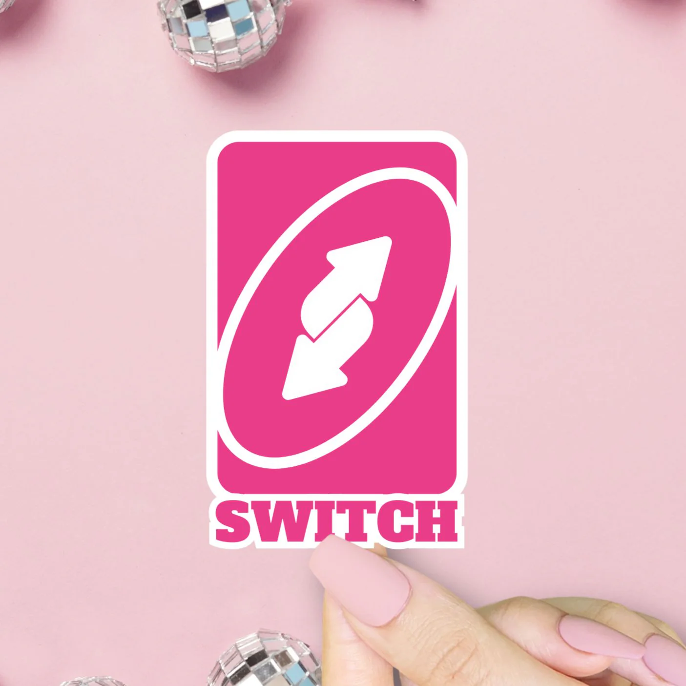 Switch Uno Card Sticker, LGBTQ+ Pride, Sapphic Lesbian Vinyl Sticker - Image 2