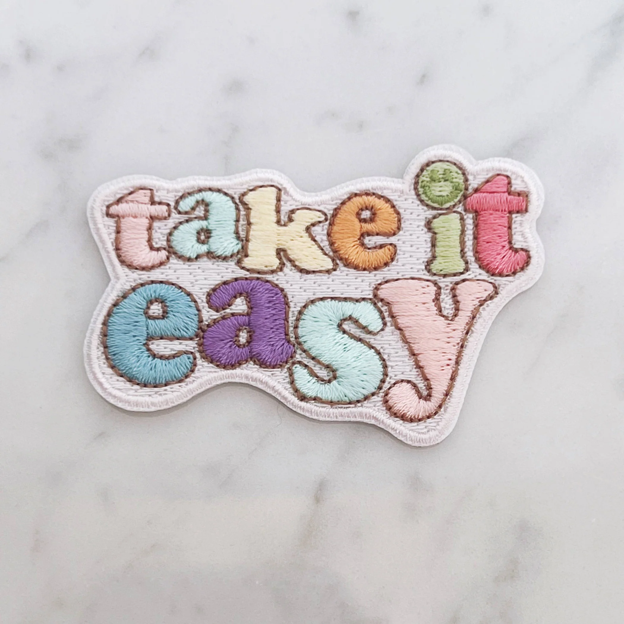 Take it Easy Patch | Colorful Embroidered Inspirational Quote Applique - Image 3
