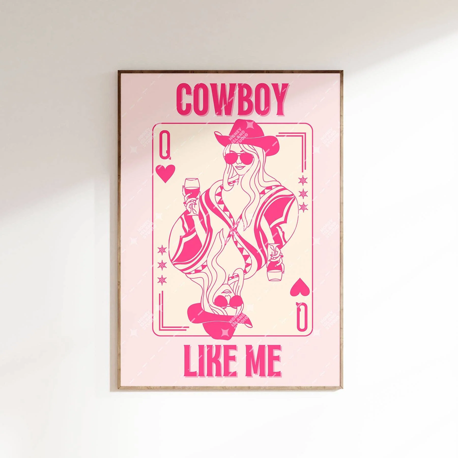 Taylor Cowboy Like Me, Queen Of Hearts Card Pink Poster | Unframed Wall Decor