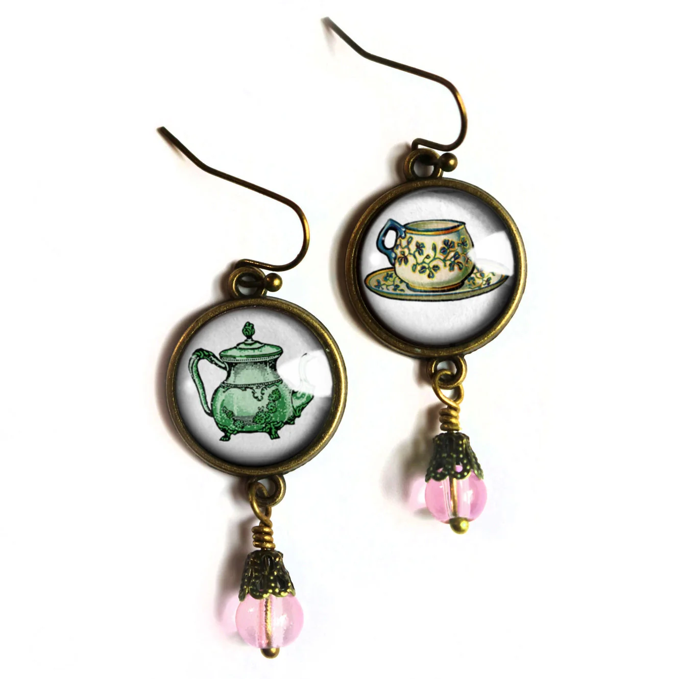 Pastel Steampunk Teacup and Teapot Victorian Earrings | Handmade in the US - Image 3