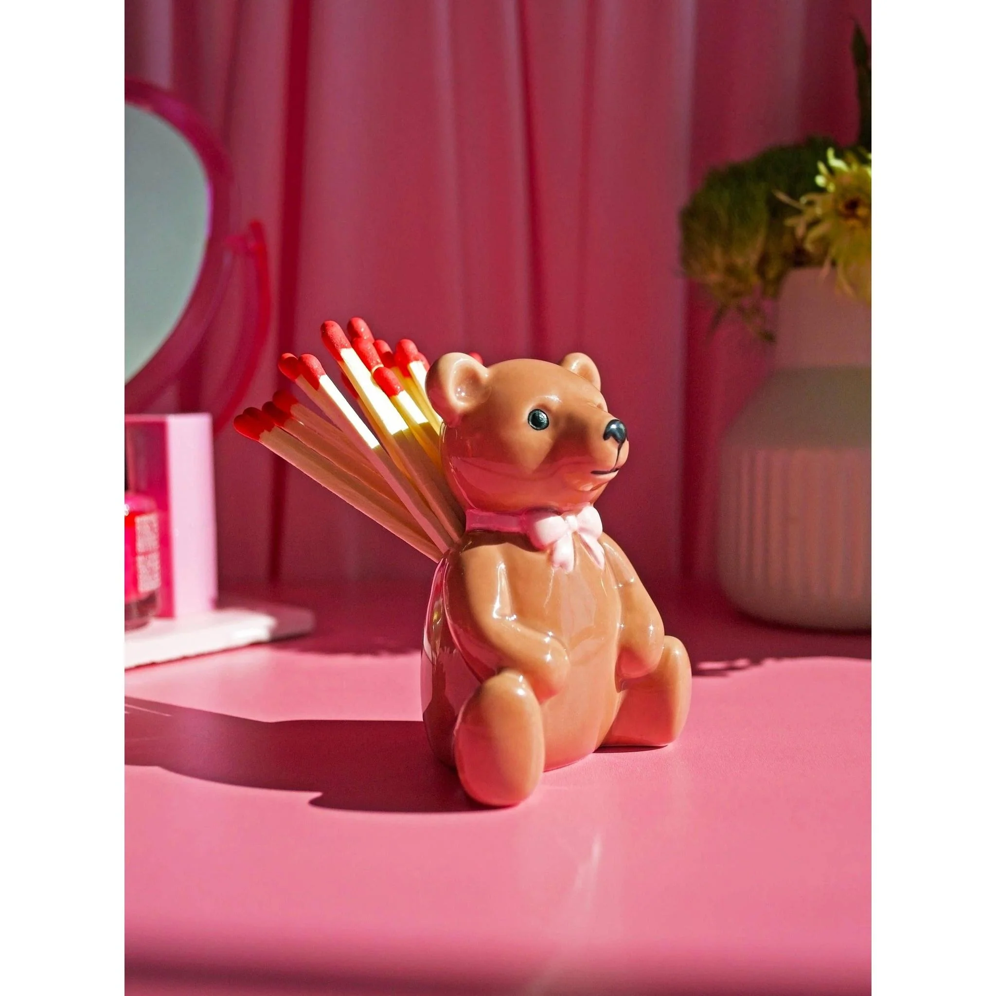 Teddy Bear Match Striker | Ceramic Bear Match Holder & Striker | Cute Vintage Style Matchstick Decor - Image 2