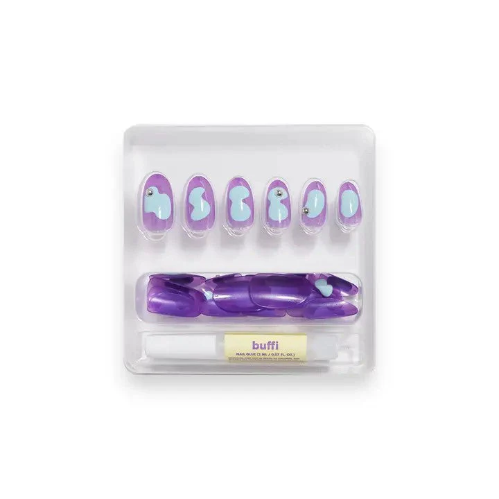 That's My Jam Buffi Charmed Press-On Nails in Purple & Light Blue with Silver Rhinestones Accent - Image 3