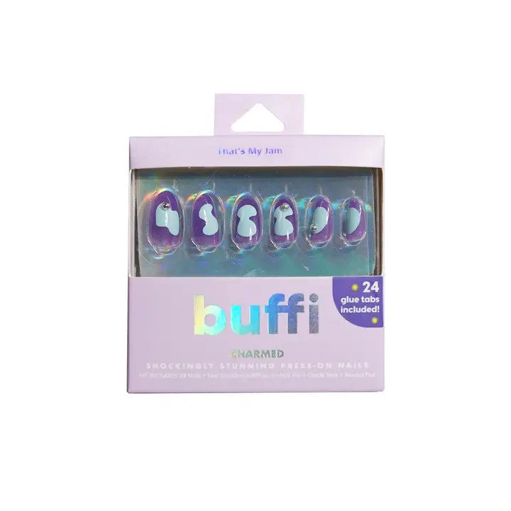 That's My Jam Buffi Charmed Press-On Nails in Purple & Light Blue with Silver Rhinestones Accent - Image 4
