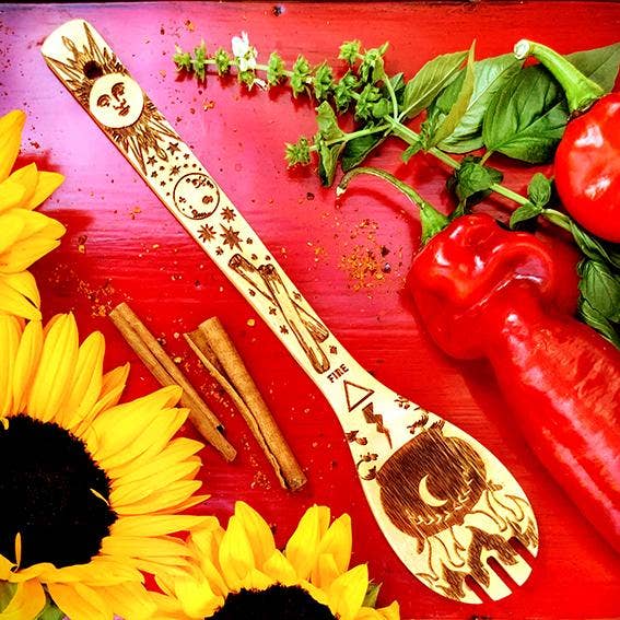 The 5 Elements Bamboo Large Kitchen Utensils Set | Eco-friendly Witchy Kitchen Tools Set - Image 5
