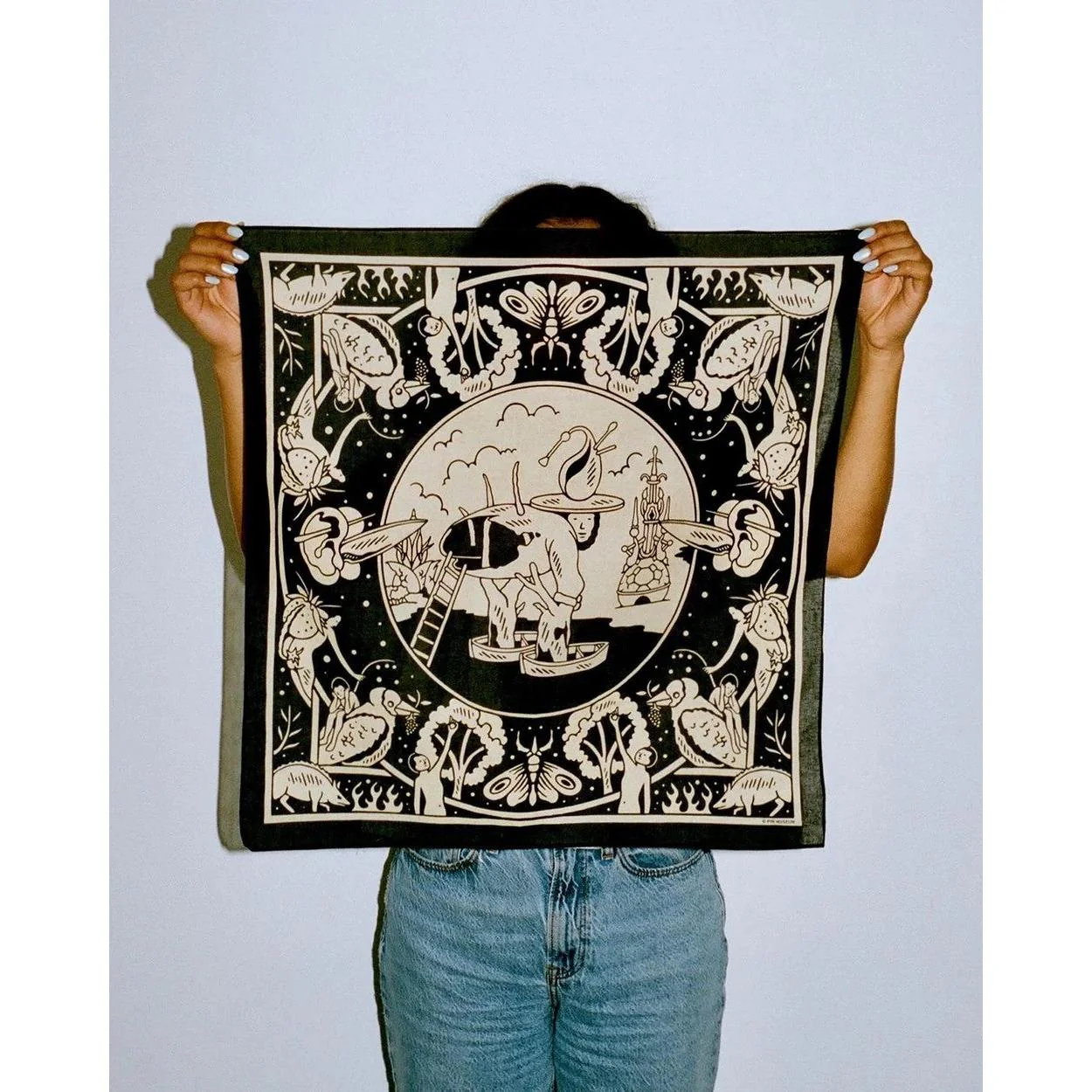 The Hieronymous Bosch Inspired Bandana | Surreal Art Cotton Scarf | 22" x 22" - Image 4
