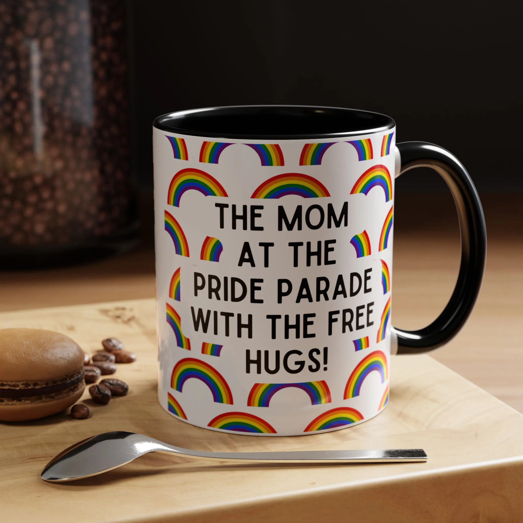 The Mom At The Pride Parade With The Free Hugs Design Accent Coffee Mug 11oz - Image 2