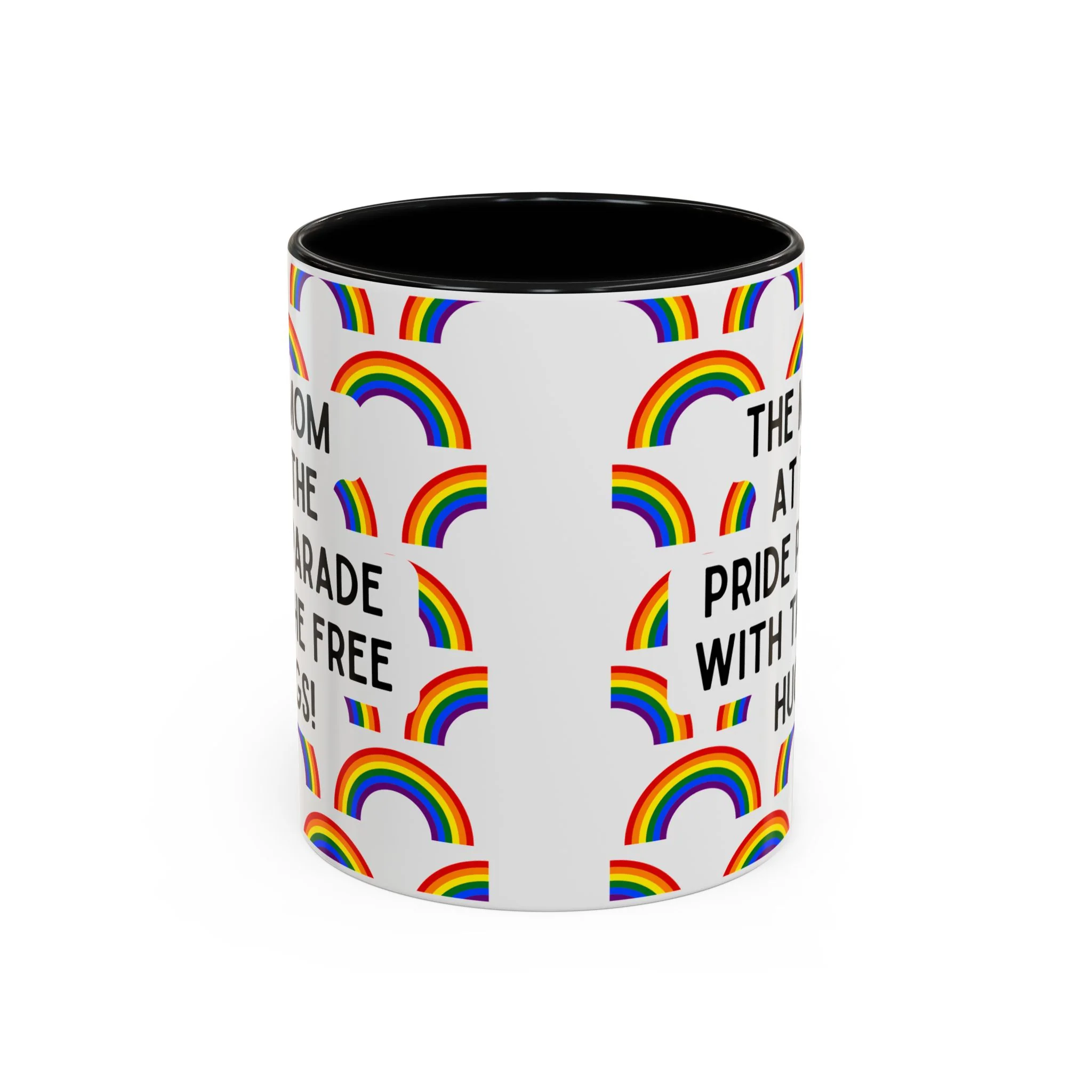 The Mom At The Pride Parade With The Free Hugs Design Accent Coffee Mug 11oz - Image 3