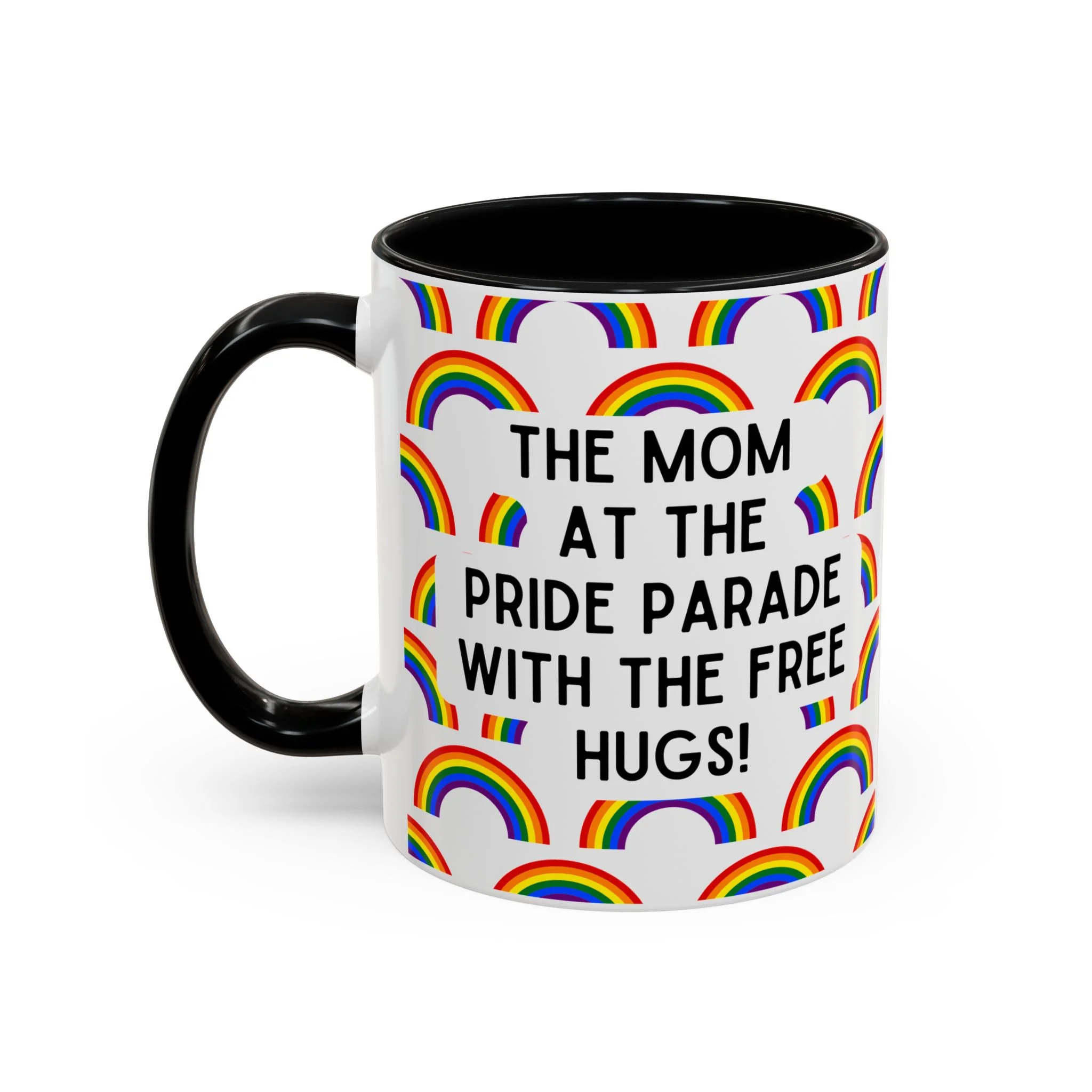 The Mom At The Pride Parade With The Free Hugs Design Accent Coffee Mug 11oz - Image 4