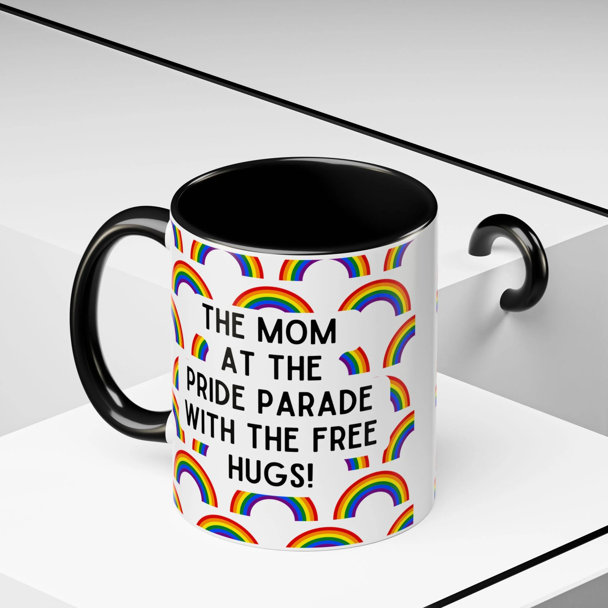 The Mom At The Pride Parade With The Free Hugs Design Accent Coffee Mug 11oz - Image 6