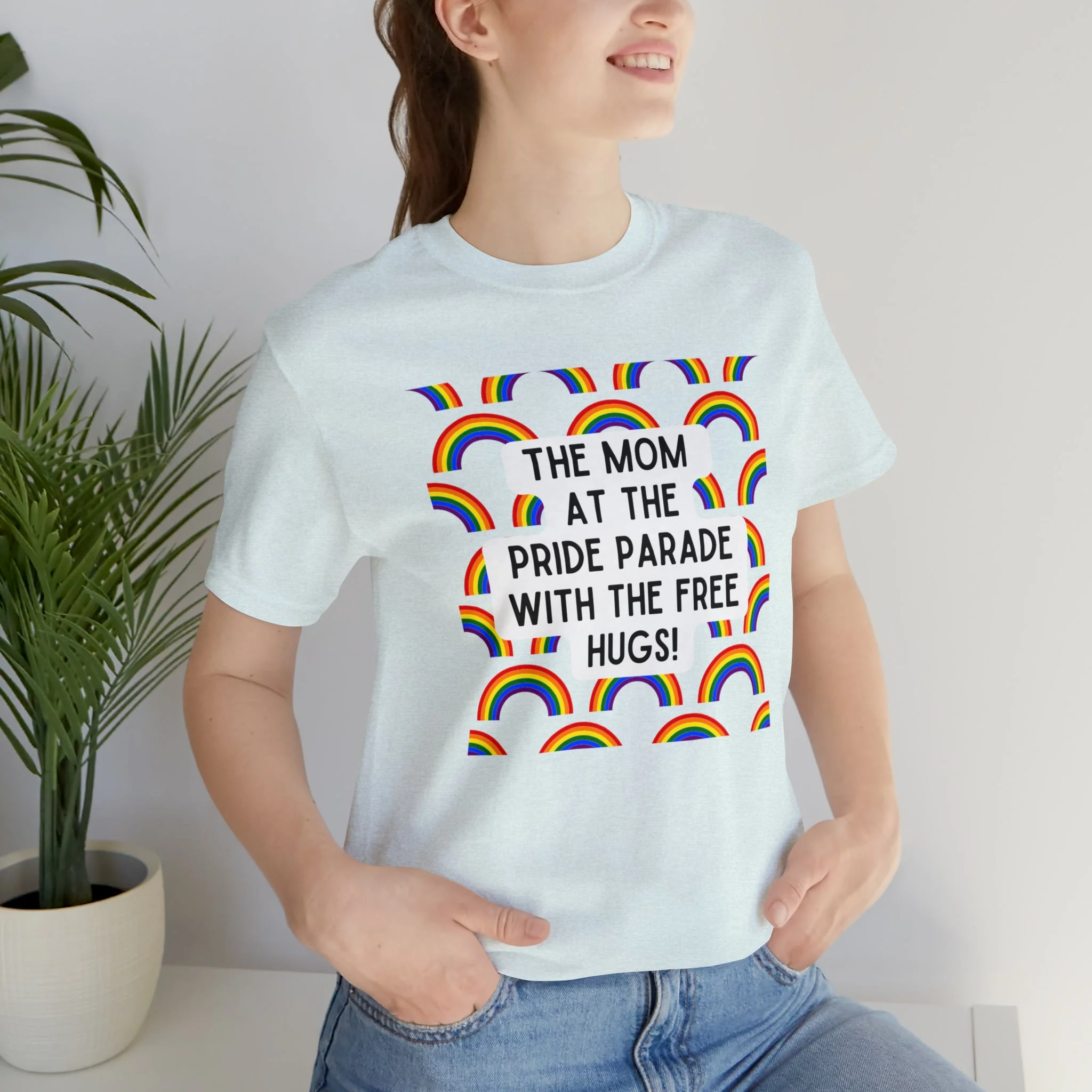 The Mom At The Pride Parade With The Free Hugs Jersey Short Sleeve Tee [Multiple Color Options] - Image 5