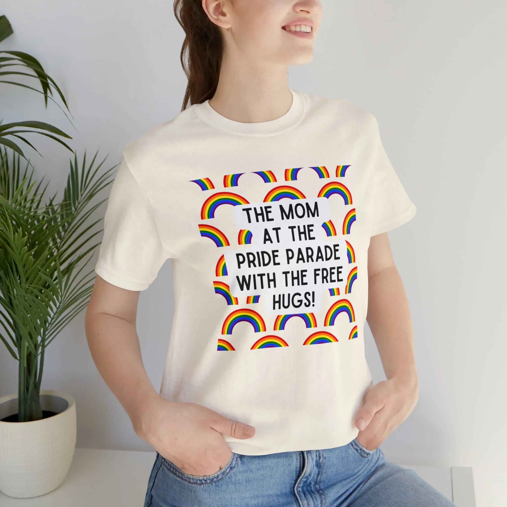 The Mom At The Pride Parade With The Free Hugs Jersey Short Sleeve Tee [Multiple Color Options] - Image 6