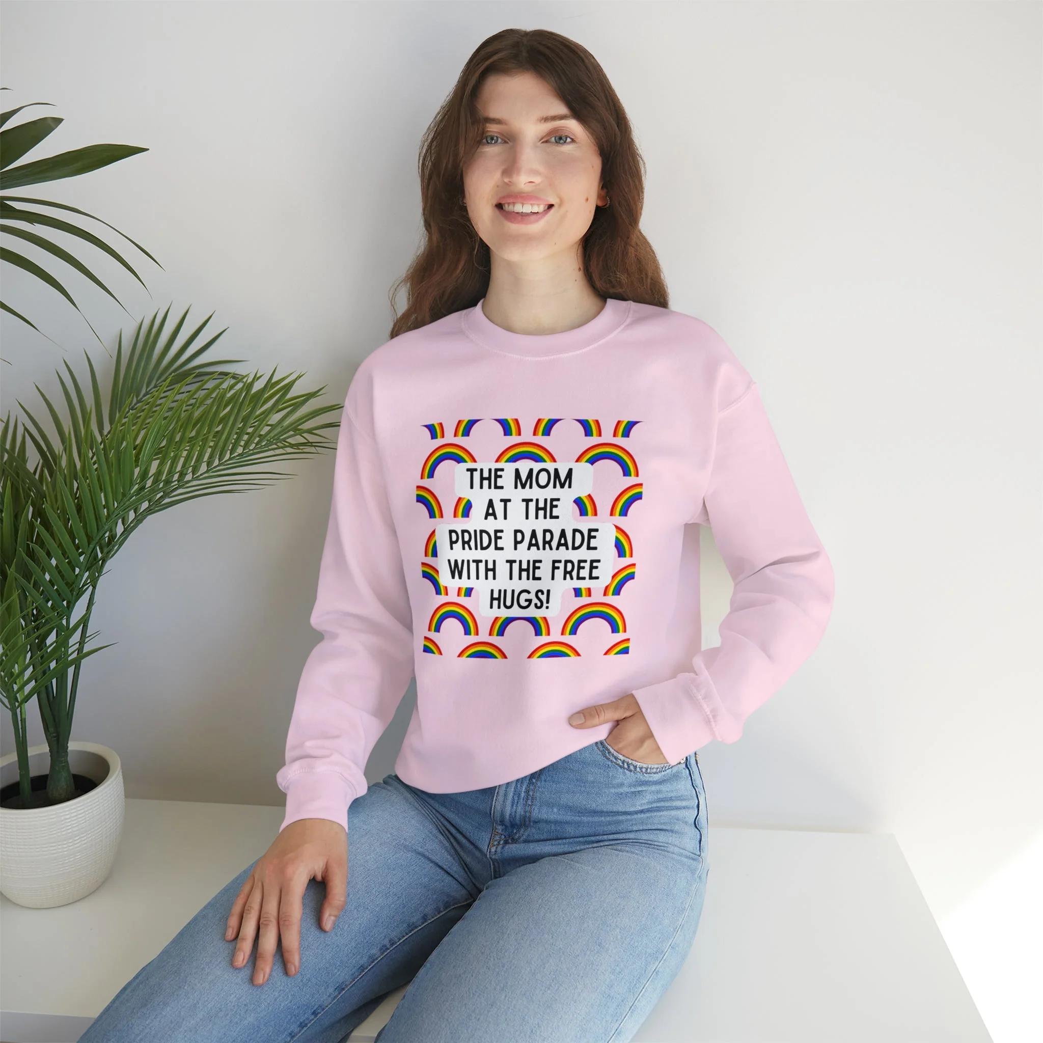 The Mom At The Pride Parade With The Free Hugs Unisex Heavy Blend™ Crewneck Sweatshirt - Image 3