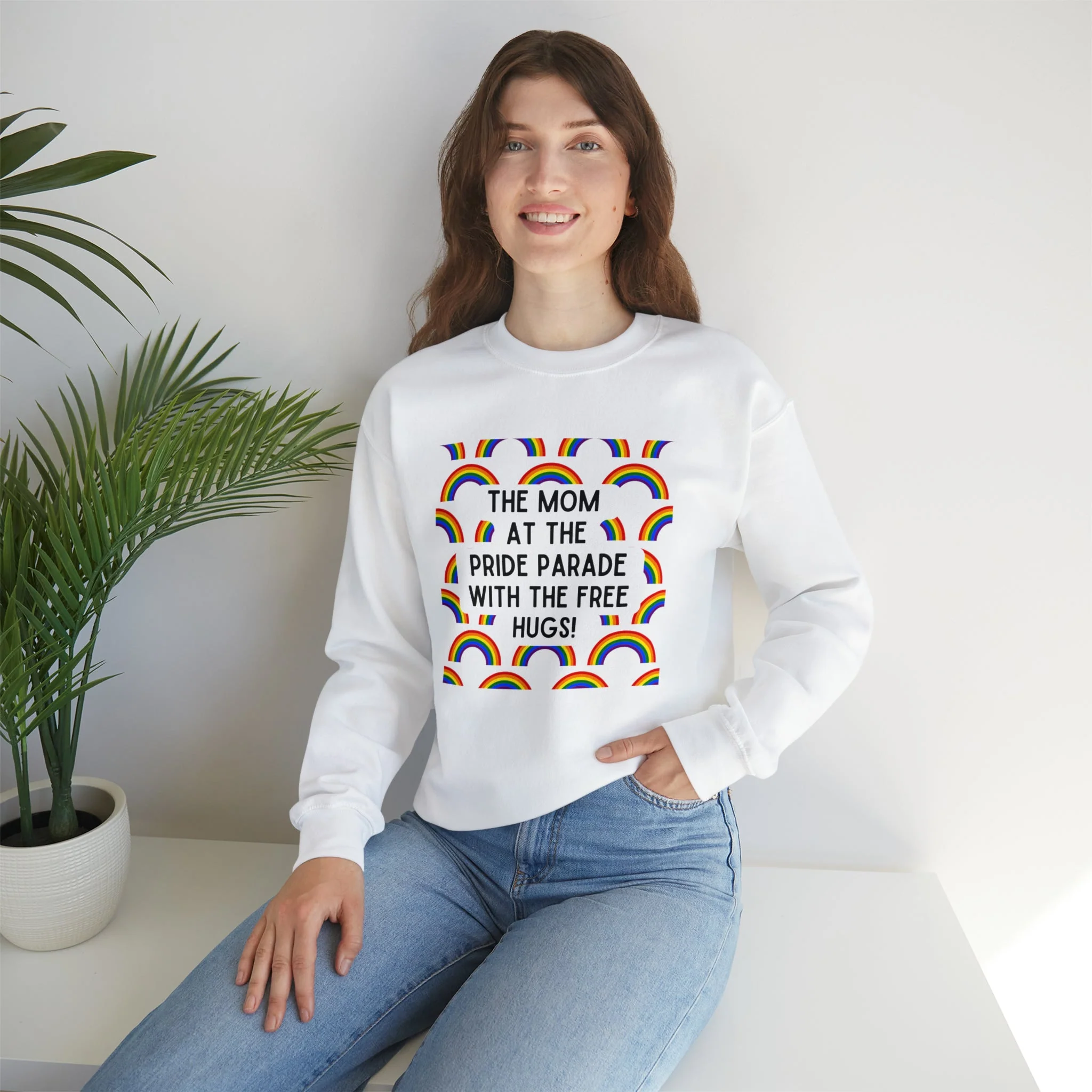 The Mom At The Pride Parade With The Free Hugs Unisex Heavy Blend™ Crewneck Sweatshirt - Image 4