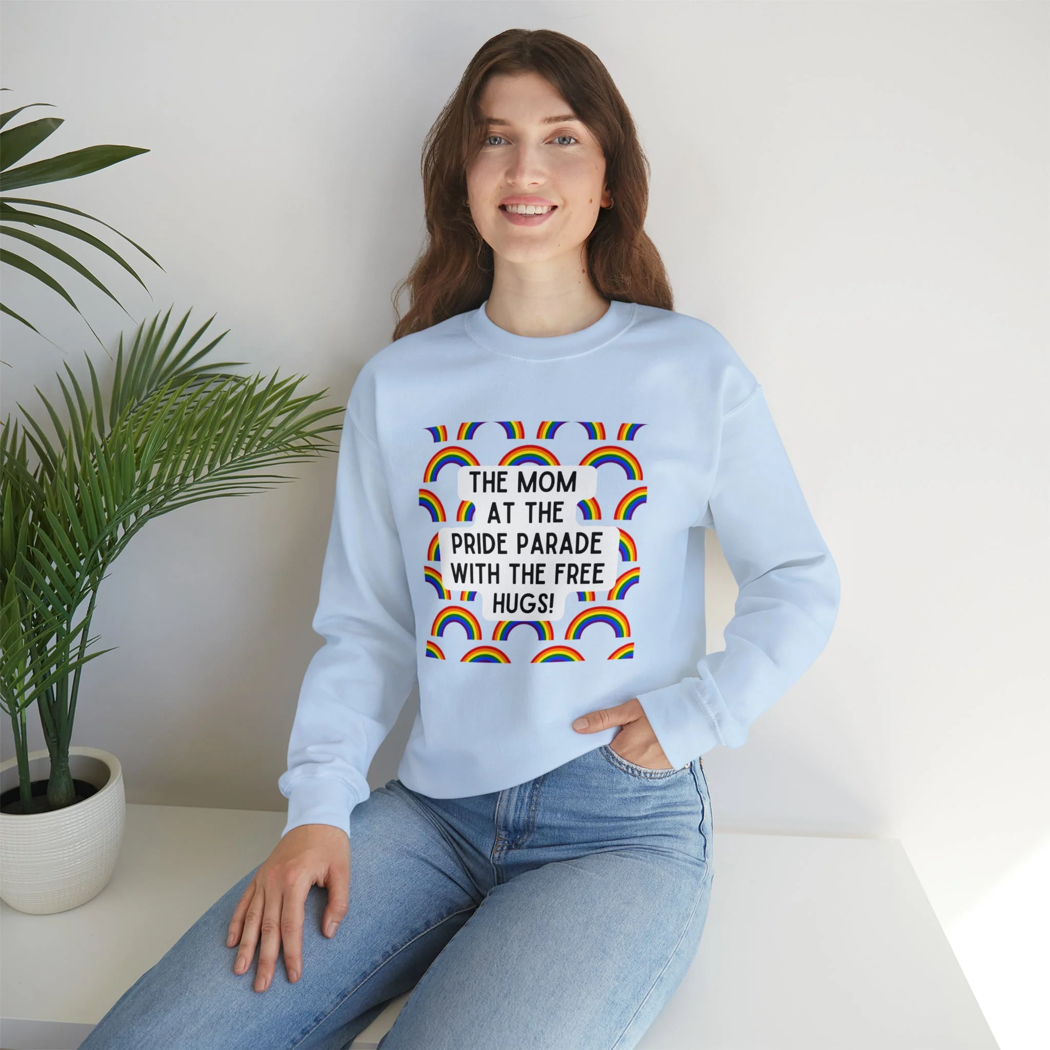 The Mom At The Pride Parade With The Free Hugs Unisex Heavy Blend™ Crewneck Sweatshirt - Image 5