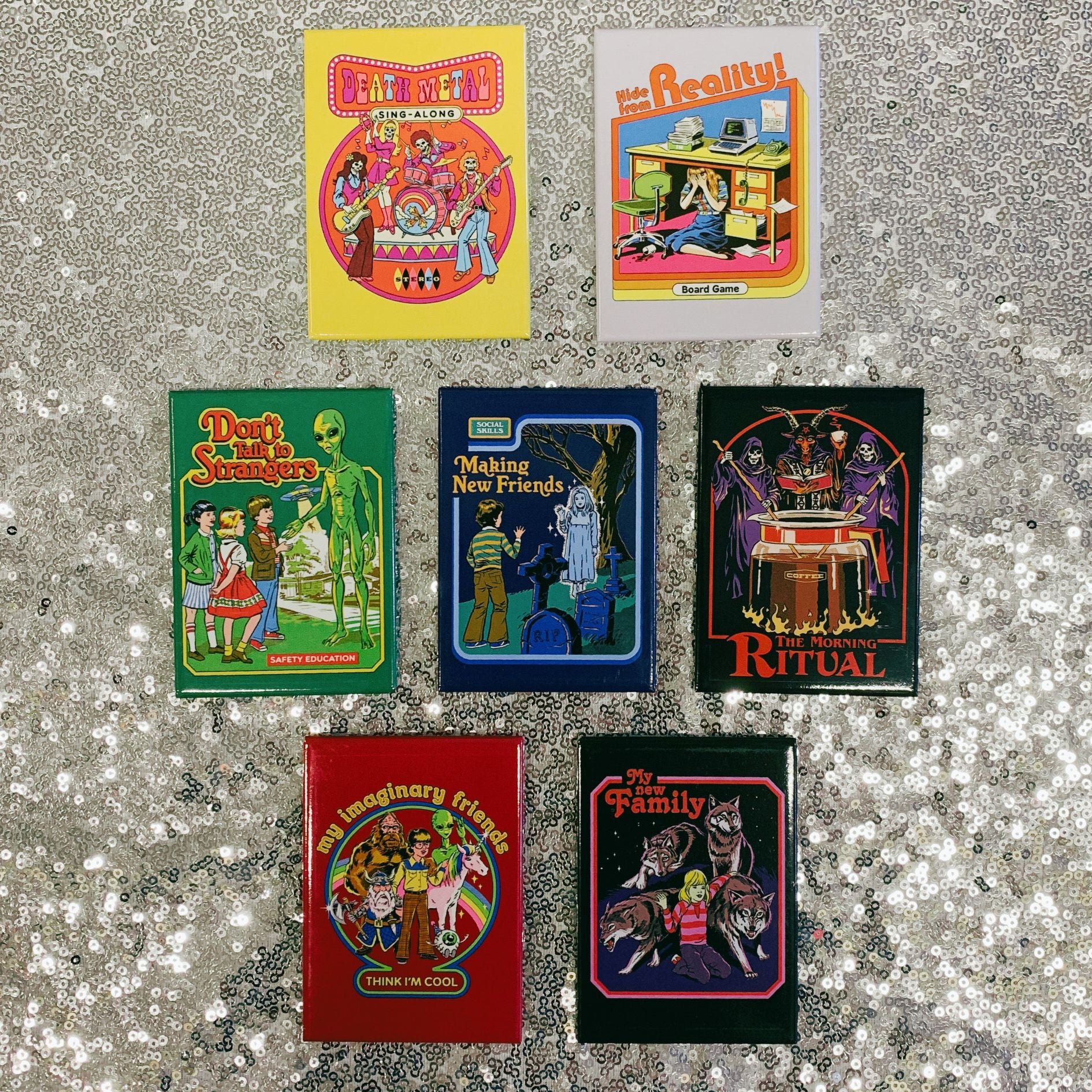 The Morning Ritual Coffee Lover Occult Fridge Magnet | '80s Children's Book Style Satirical Art by Steven Rhodes | 2.5" X 3.5" - Image 5