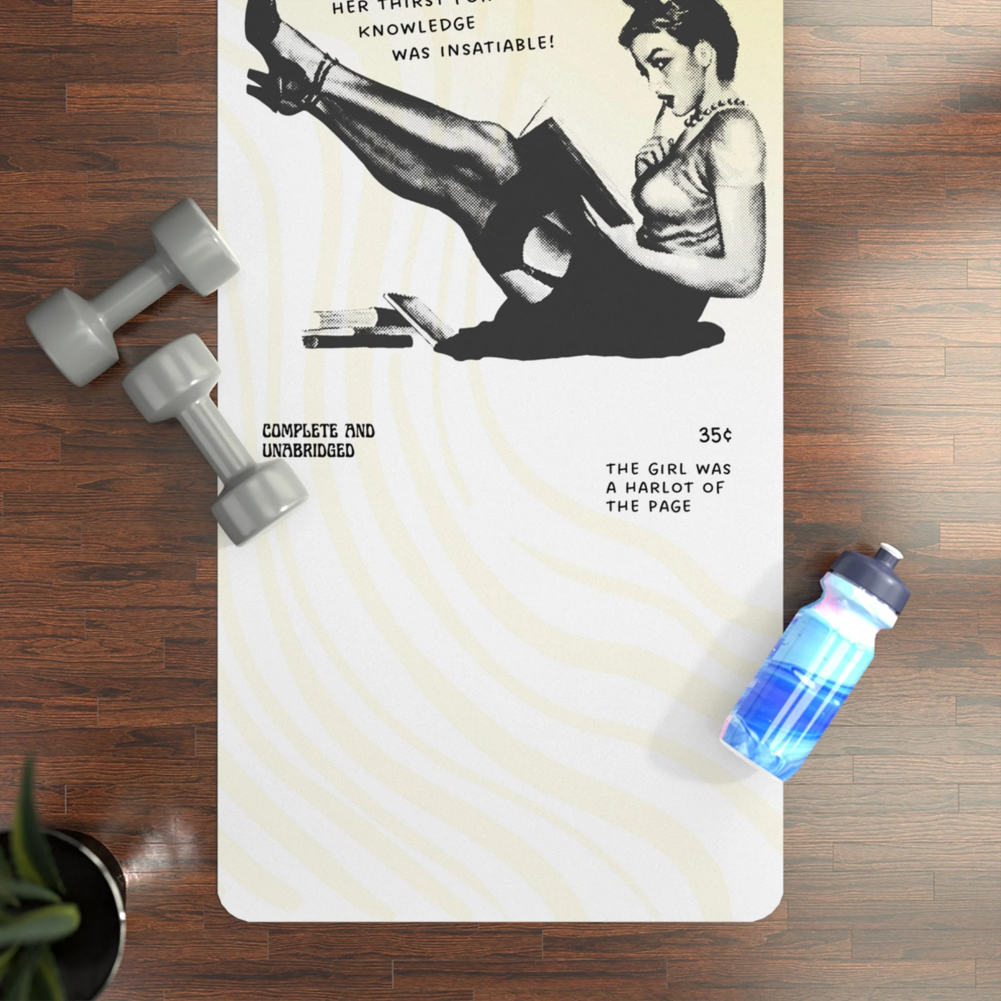 The Promiscuous Reader Yoga Mat | "Harlot of the Page!" Pinup Rubber Workout Mat - Image 5