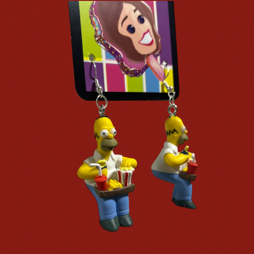 The Simpsons: Homer at the Movie Theaters Earrings | Upcycled Charms - Image 3