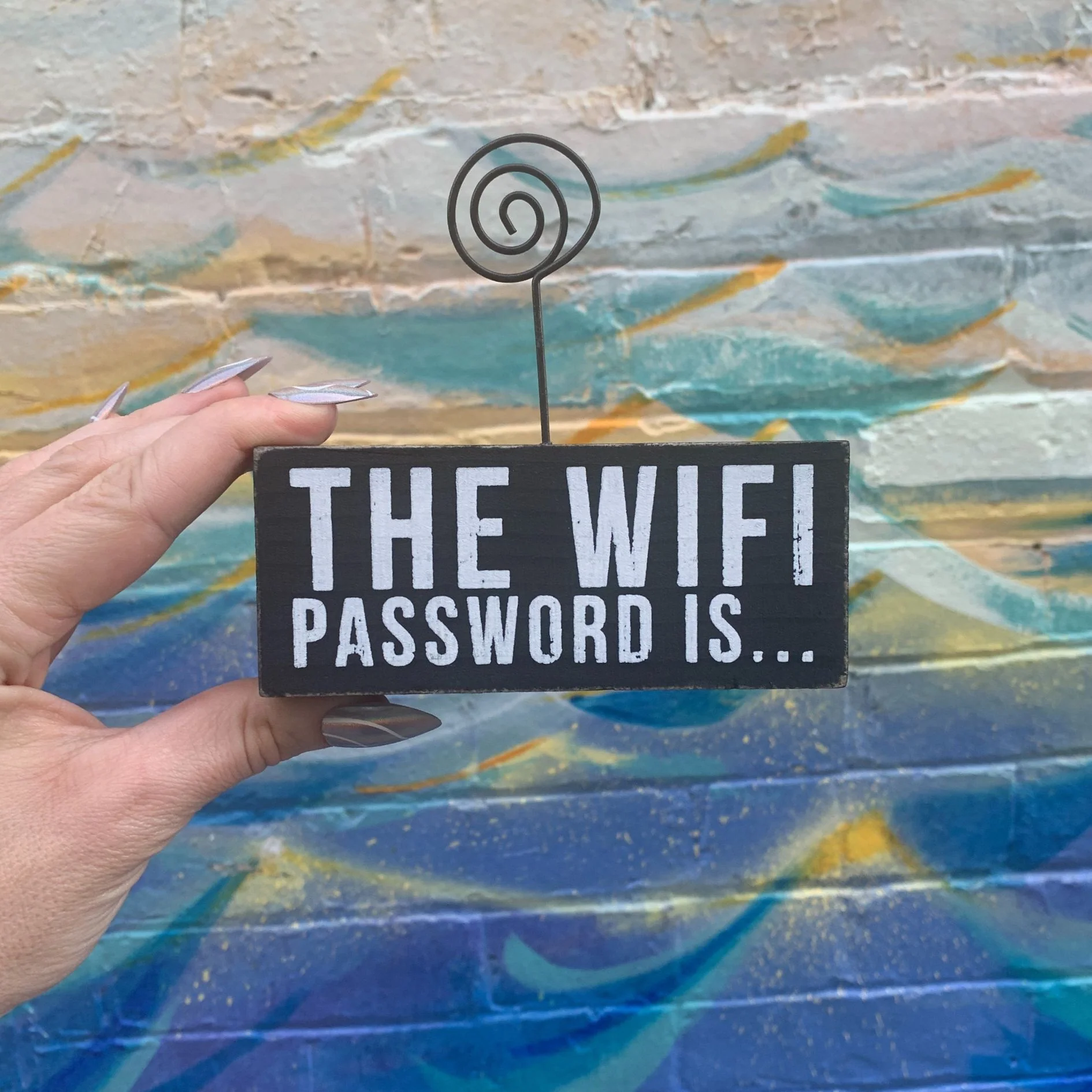 The Wifi Password Is Photo Block | Wood | Black with White Lettering - Image 3