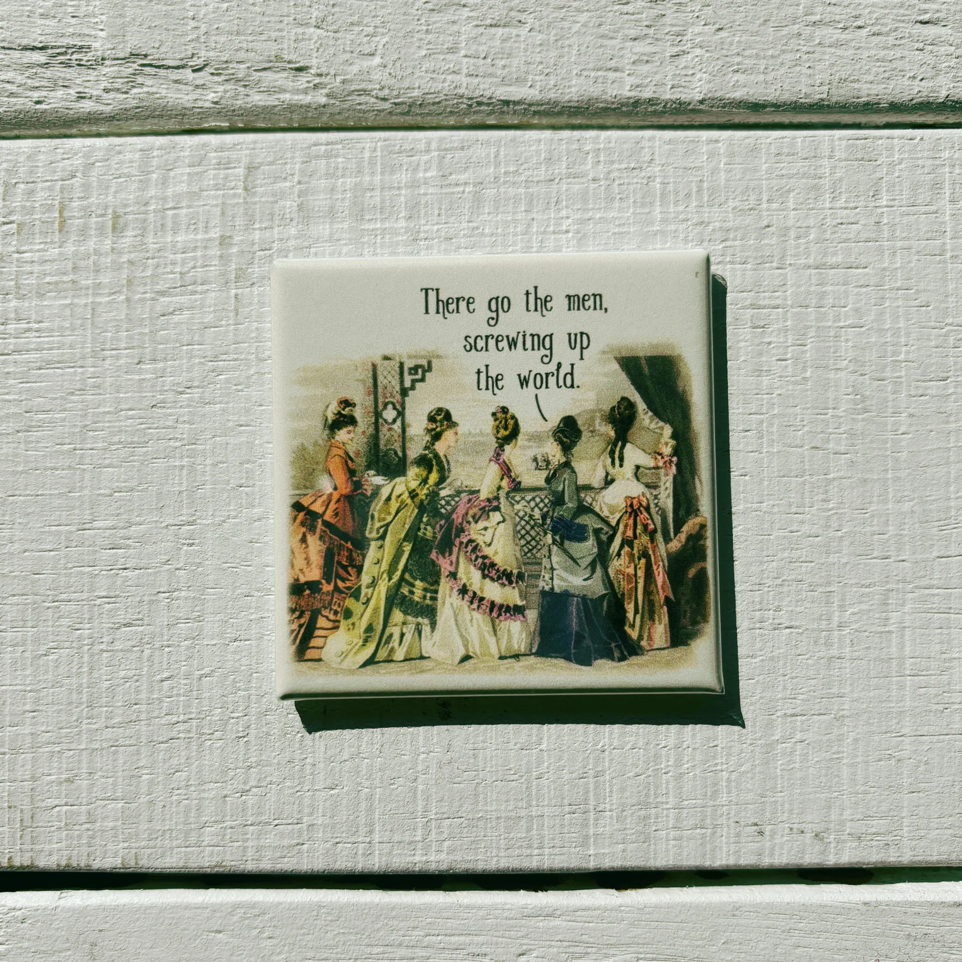 There Go The Men, Screwing Up The World Feminist Magnet | Vintage Funny Fridge Magnet | 2" x 2" - Image 3